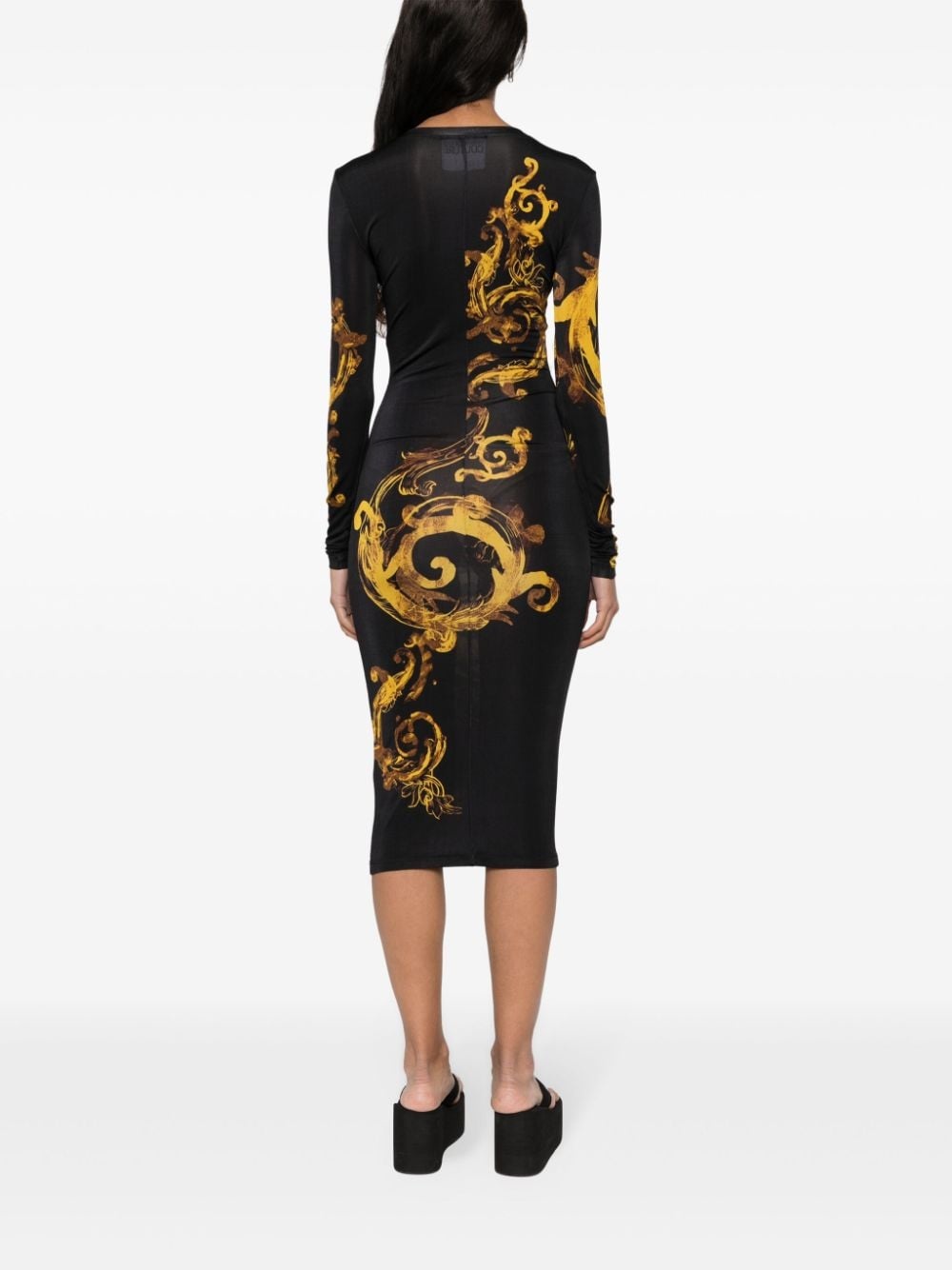 Watercolour Couture-print midi dress - 4