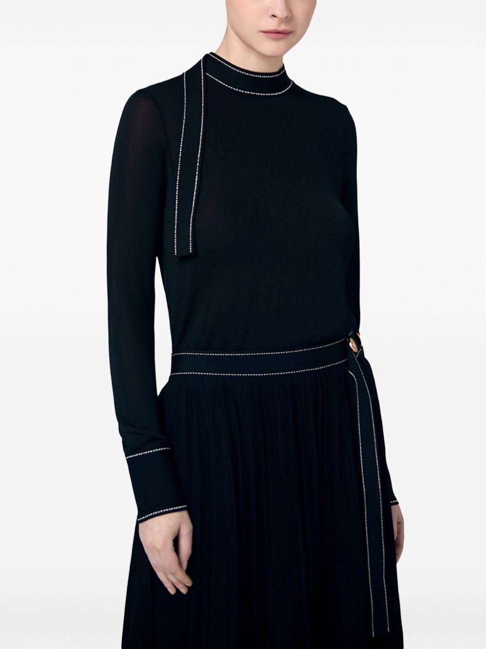 contrast-stitching round-neck sweater - 4