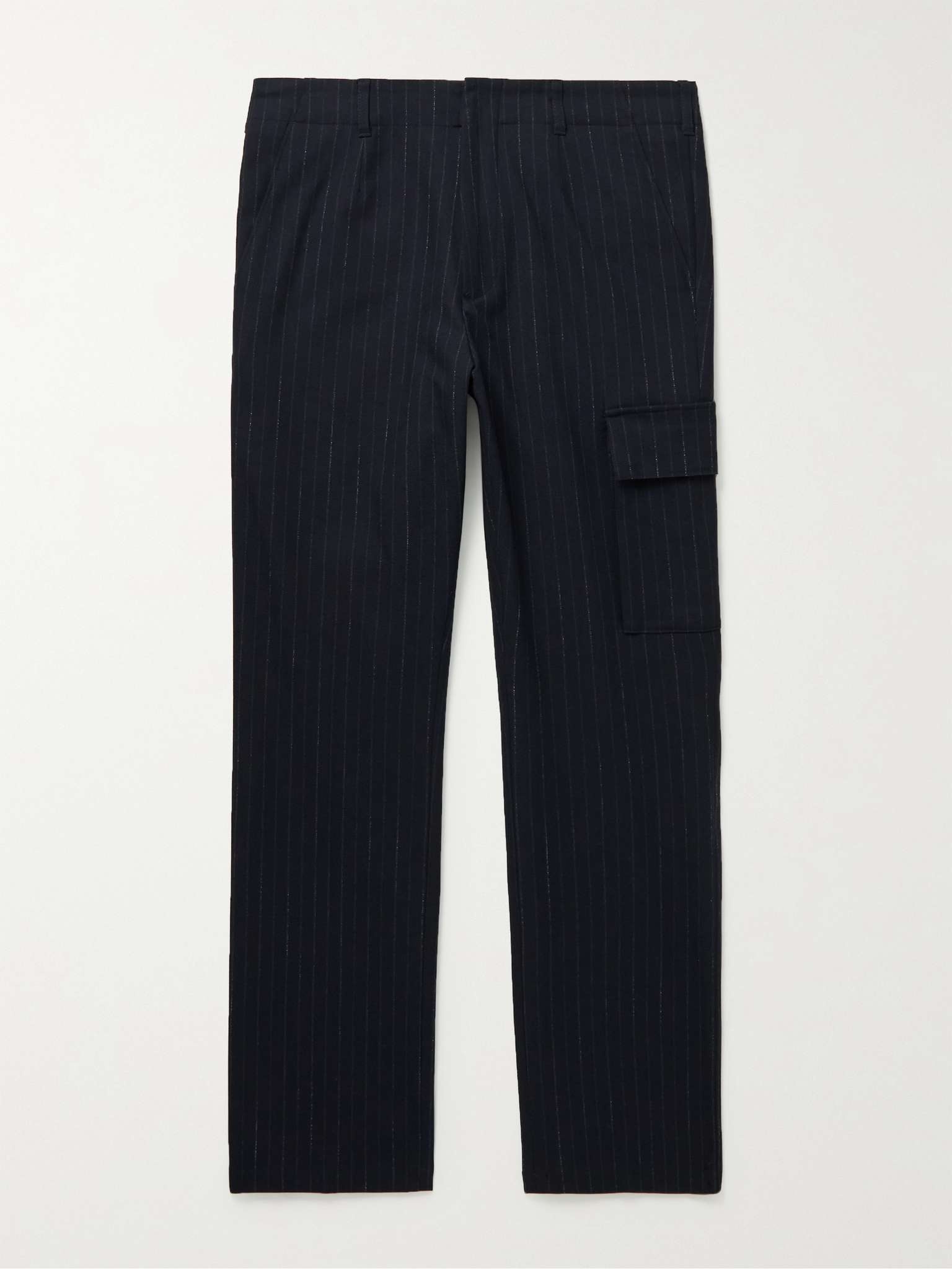 Slim-Fit Pinstriped Cotton-Blend Trousers - 1