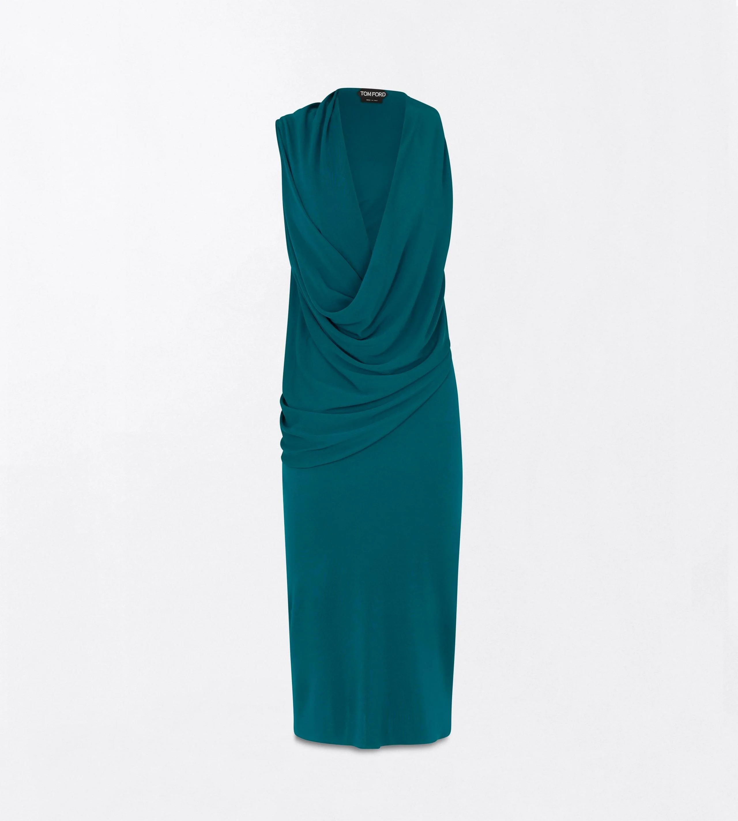 CREPE JERSEY ASYMMETRIC DRAPED COCKTAIL DRESS - 1