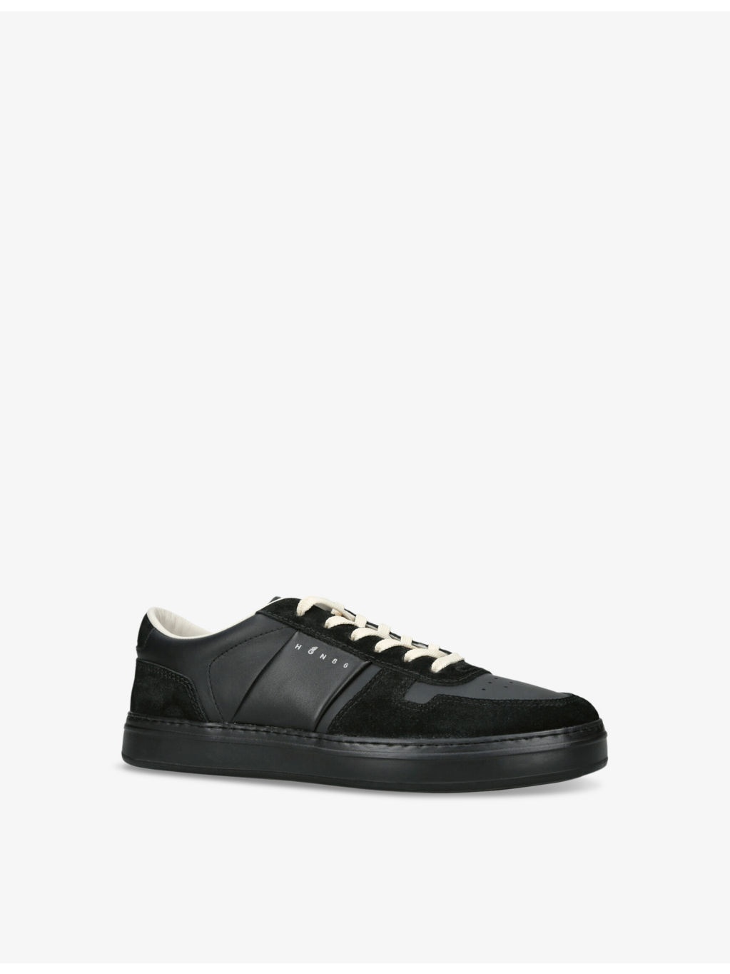 H-TV Logo-Print Leather Low-Top Trainers - 3