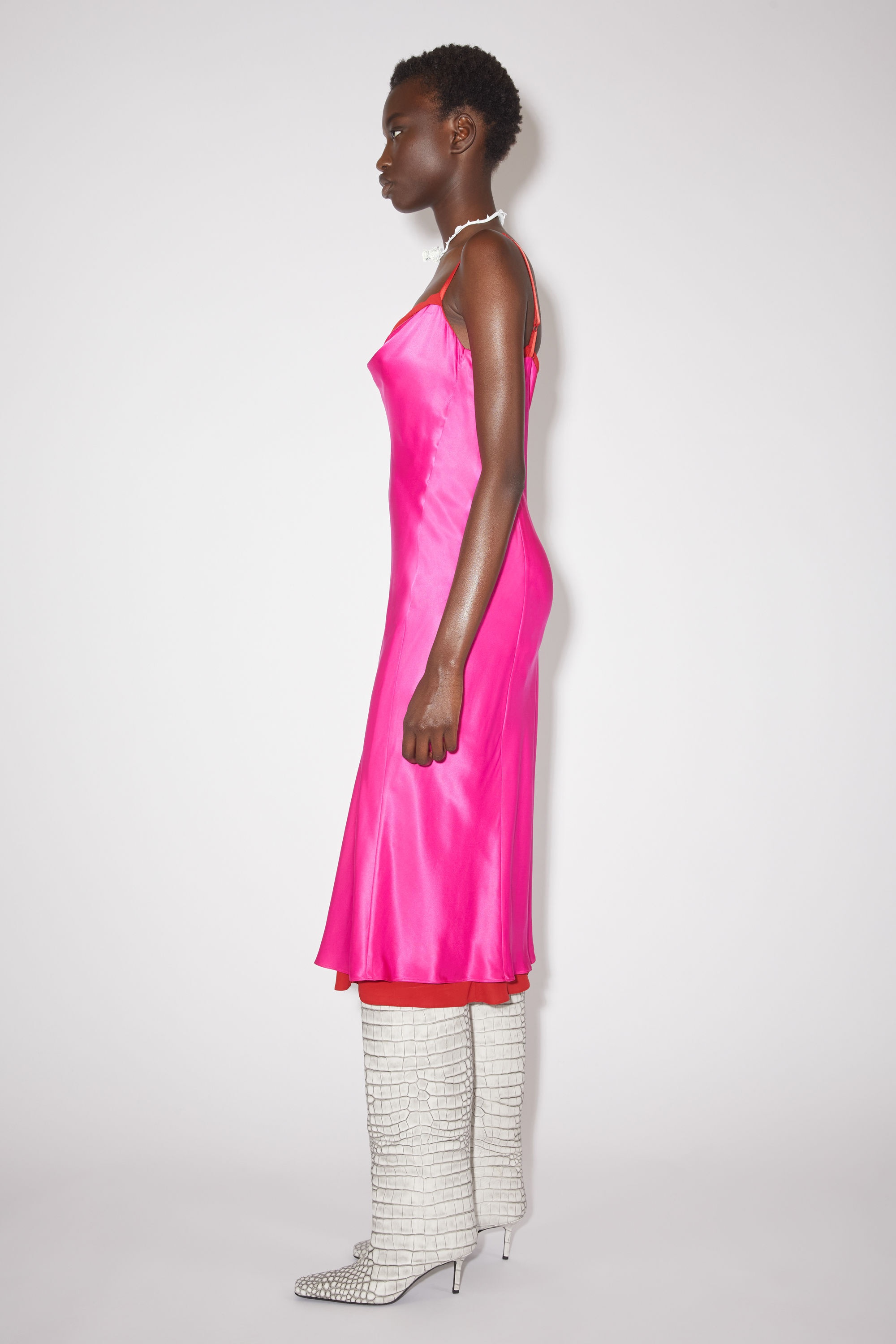 Satin slip dress - Fuchsia pink - 4