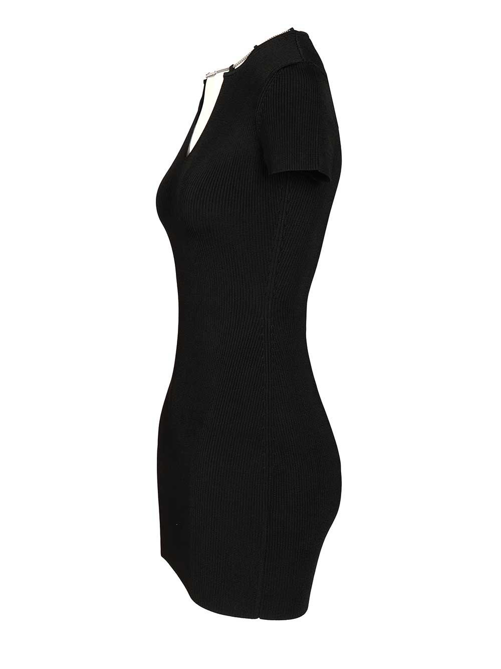 Ss V-Neck Dress With Nameplate Chain Dresses Black - 3