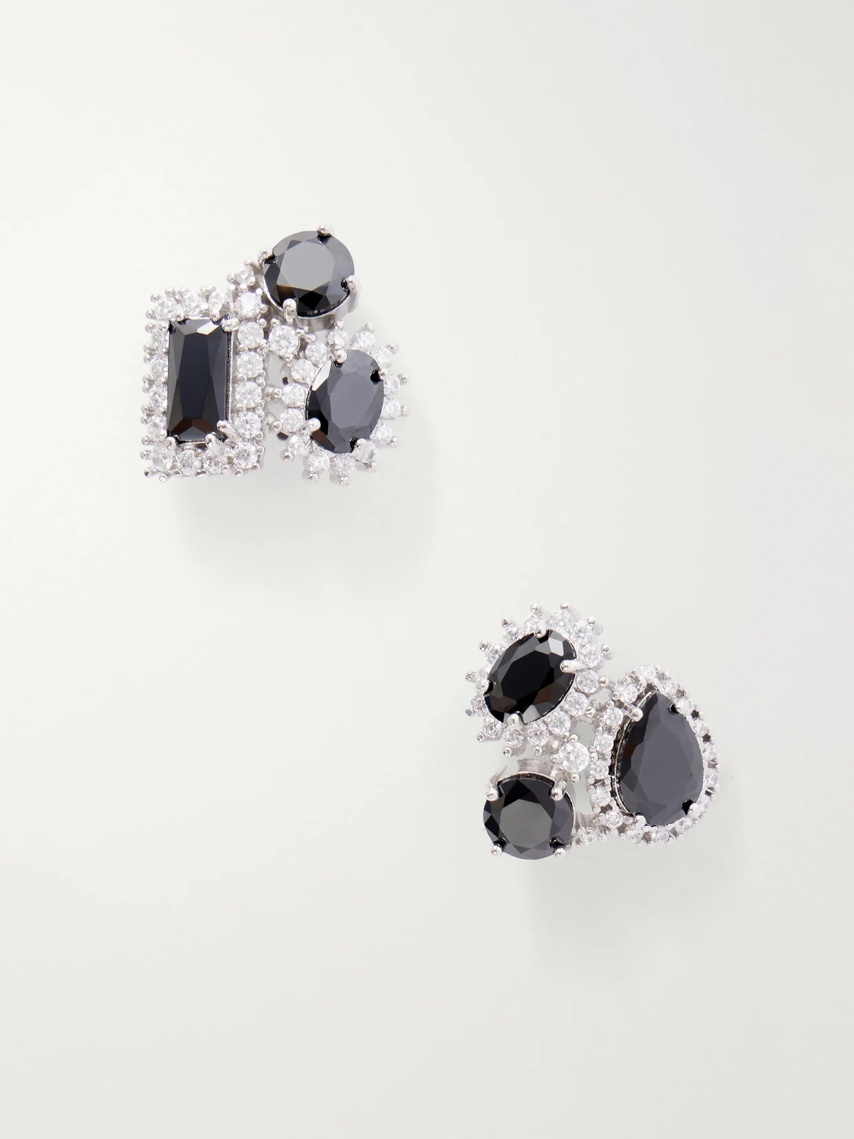 Cluster Embellished Silver-tone Earrings - 1