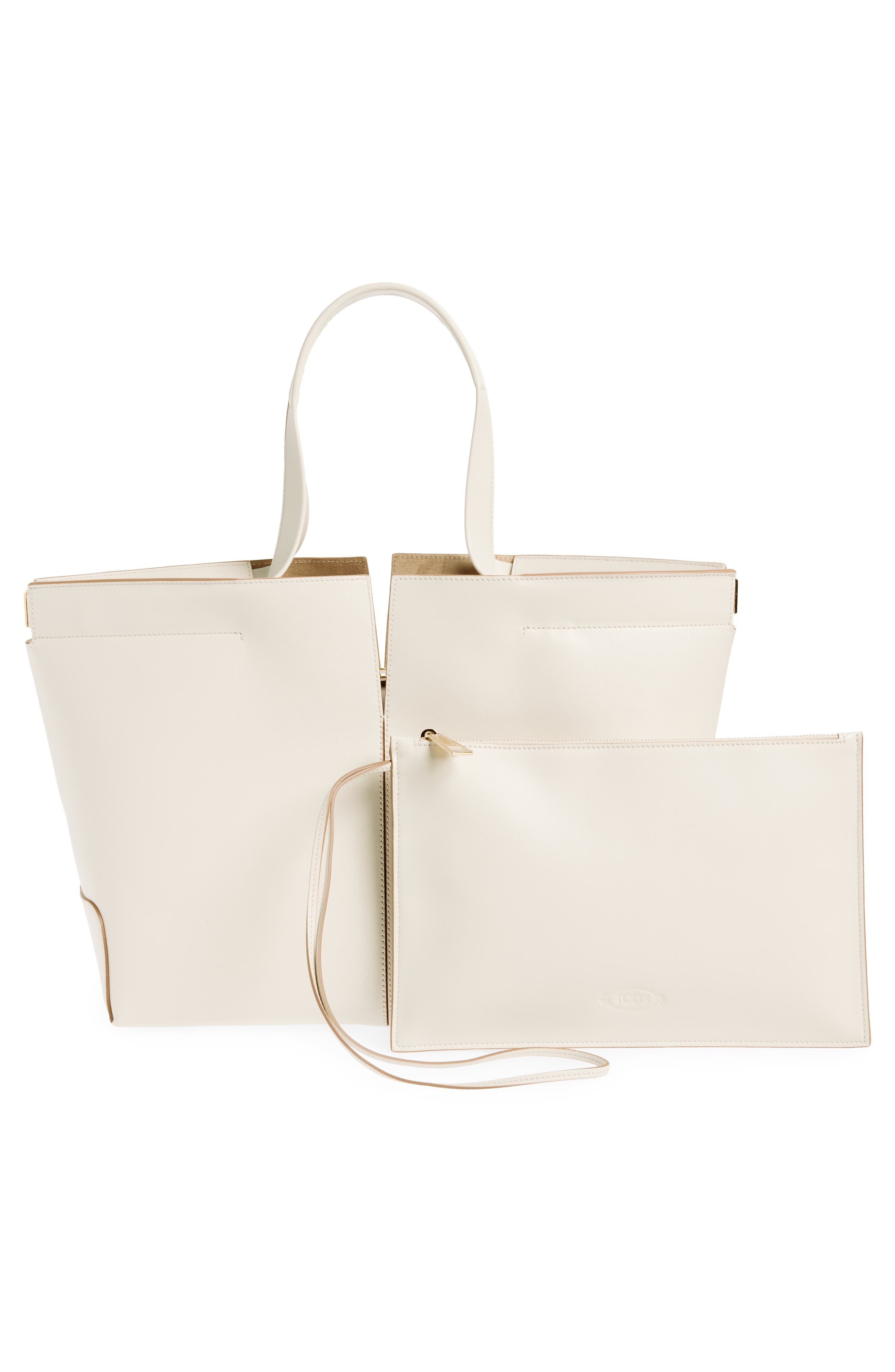Medium-Small Tod's Di Bag Folio Leather Shopper in Bianco Calce at Nordstrom - 4