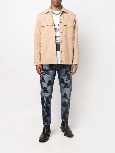 PHILIPP PLEIN skull-patch tapered jeans outlook