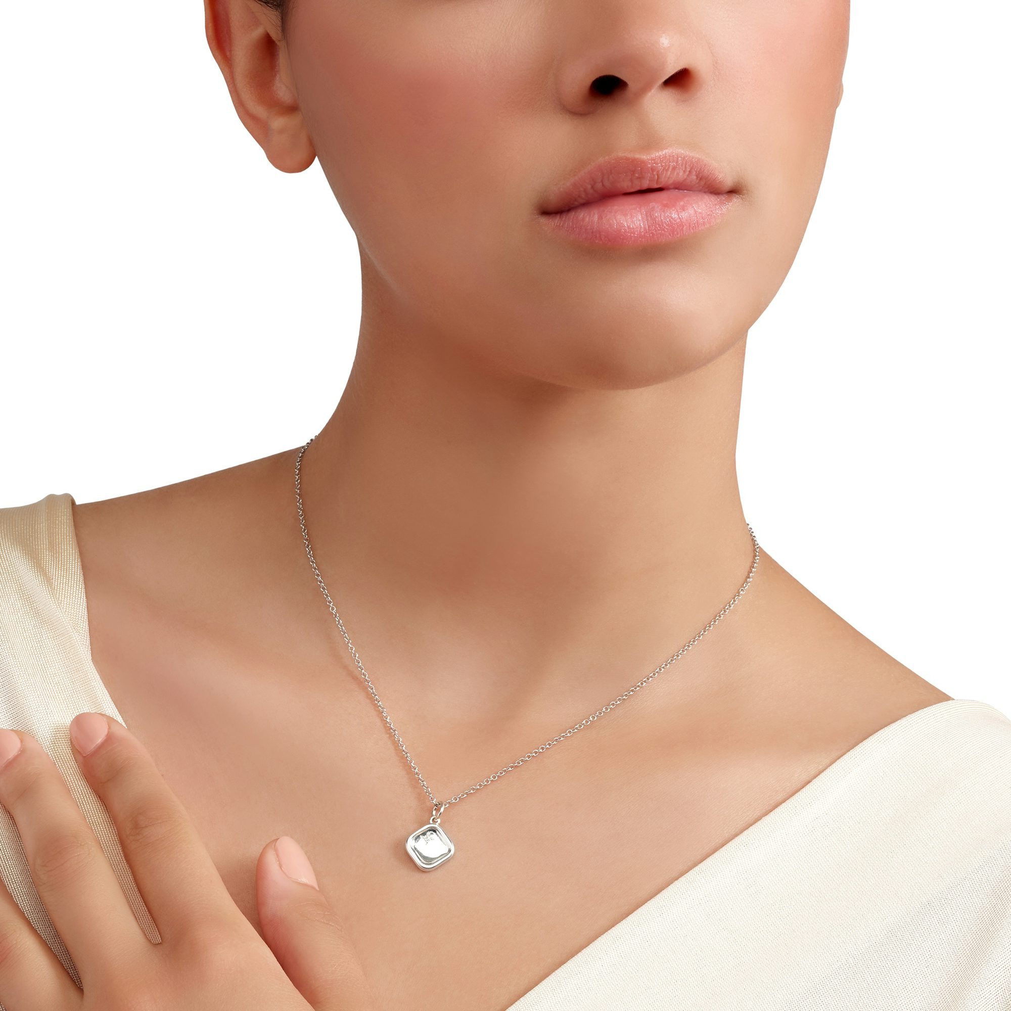 SILVER & WHITE DIAMOND SIGNET CHARM - 3