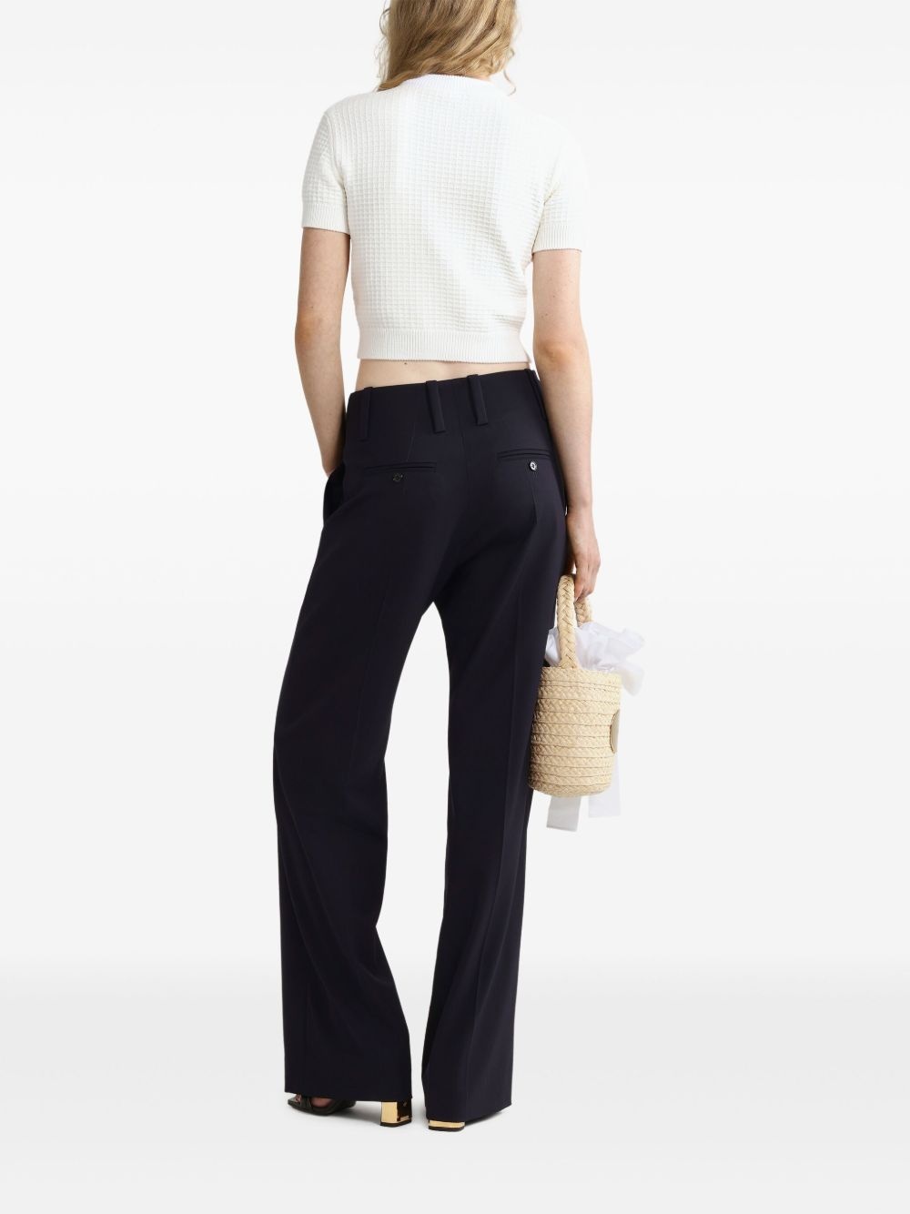 twill straight-leg trousers - 3