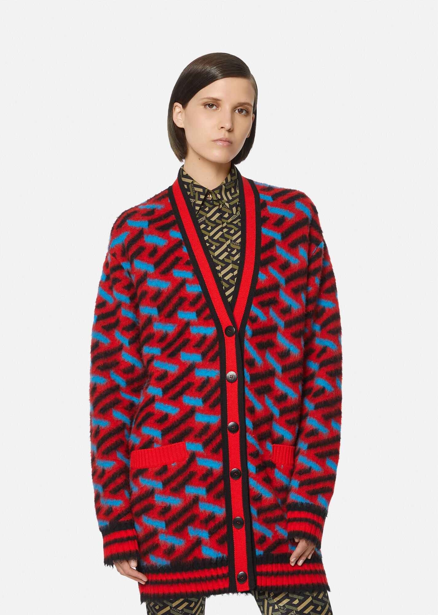 La Greca Brushed Wool Cardigan - 2