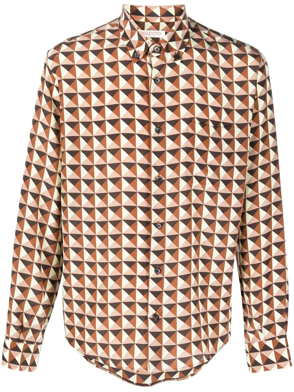 geometric-print silk shirt - 1