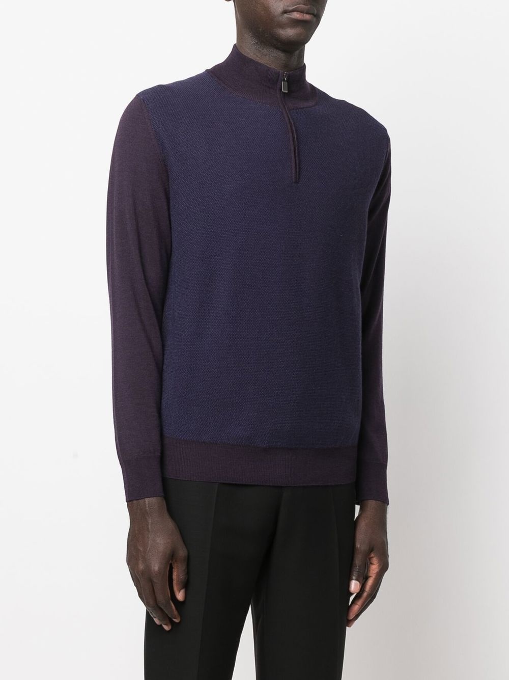 two-tone quarter-zip jumper - 3