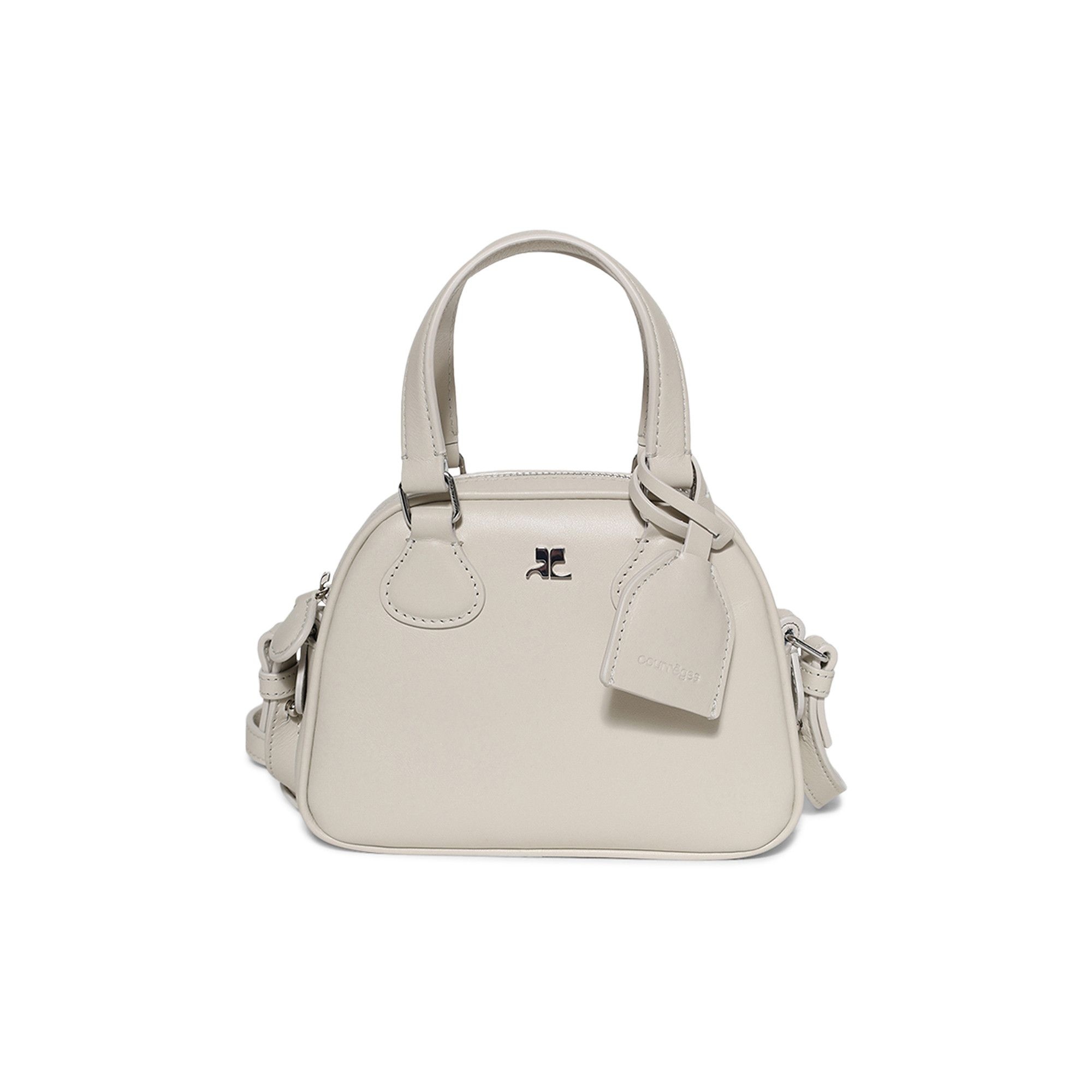 Courrèges AC Stud Naplack Mini Bowling Bag 'White' - 1