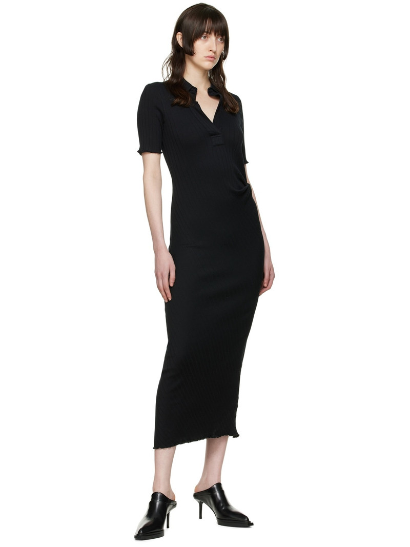 Helmut Lang Black Cotton Midi Dress outlook