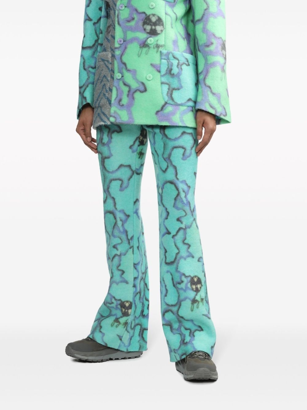 graphic-print flared trousers - 3