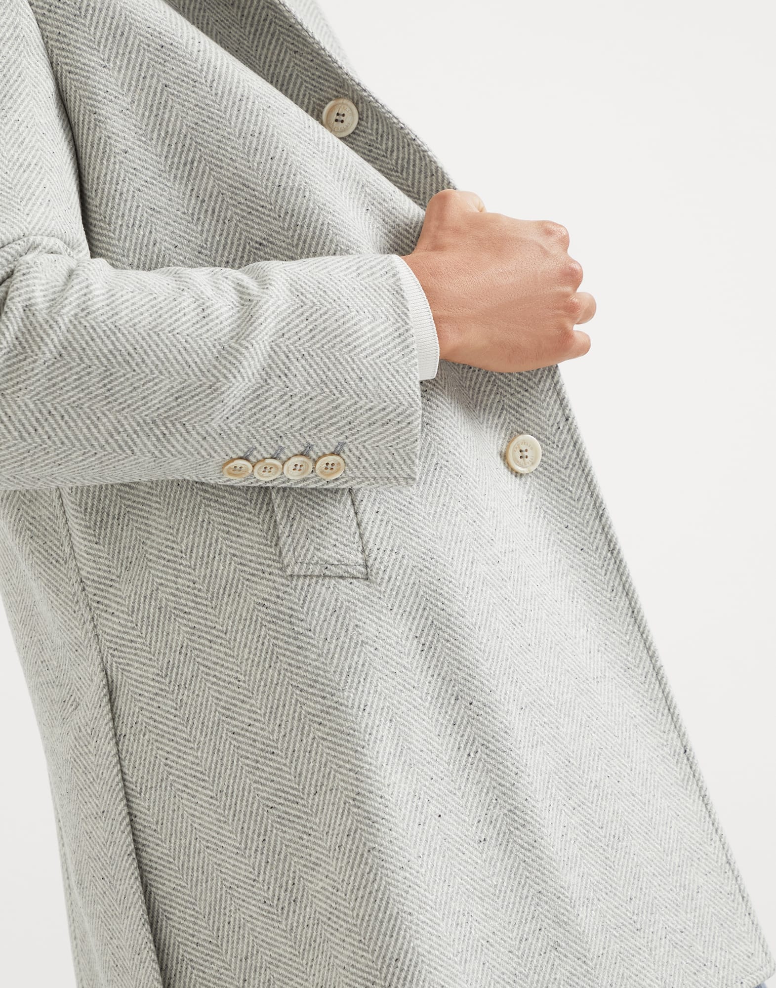 Wool, silk and cashmere chevron coat - 3
