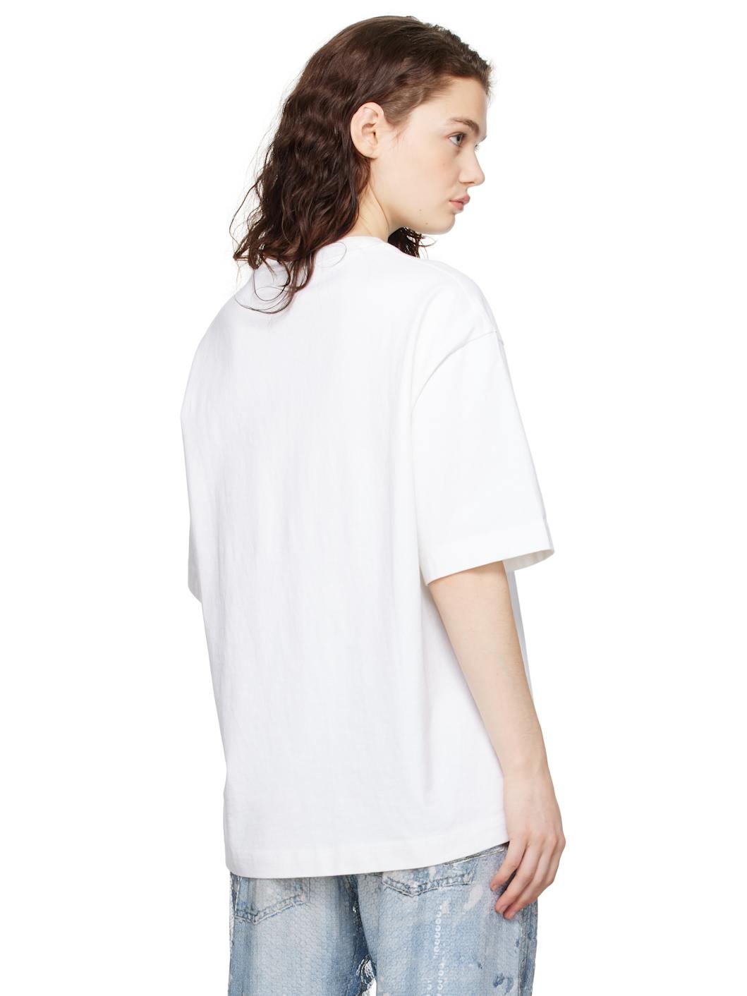White Relaxed Fit Stamp Logo T-shirt - 3