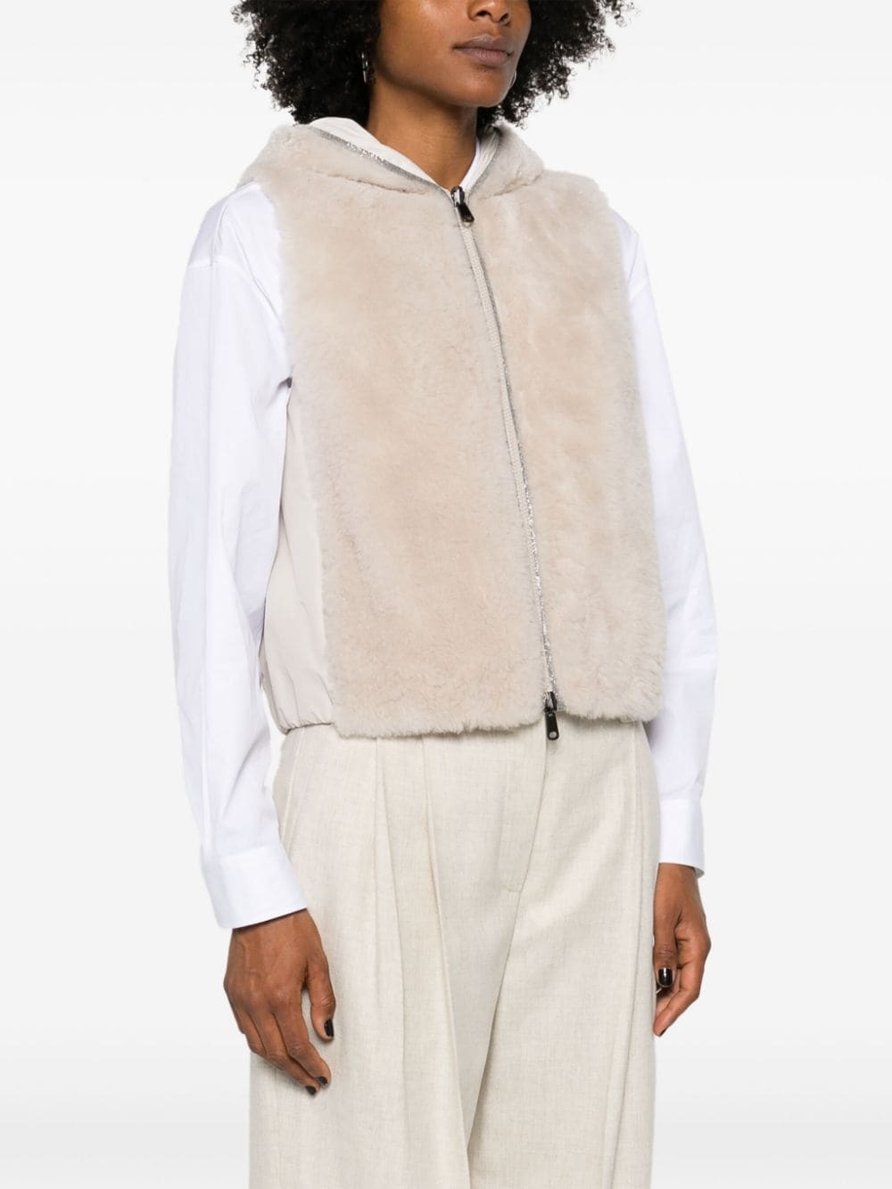 faux-fur hooded gilet - 3