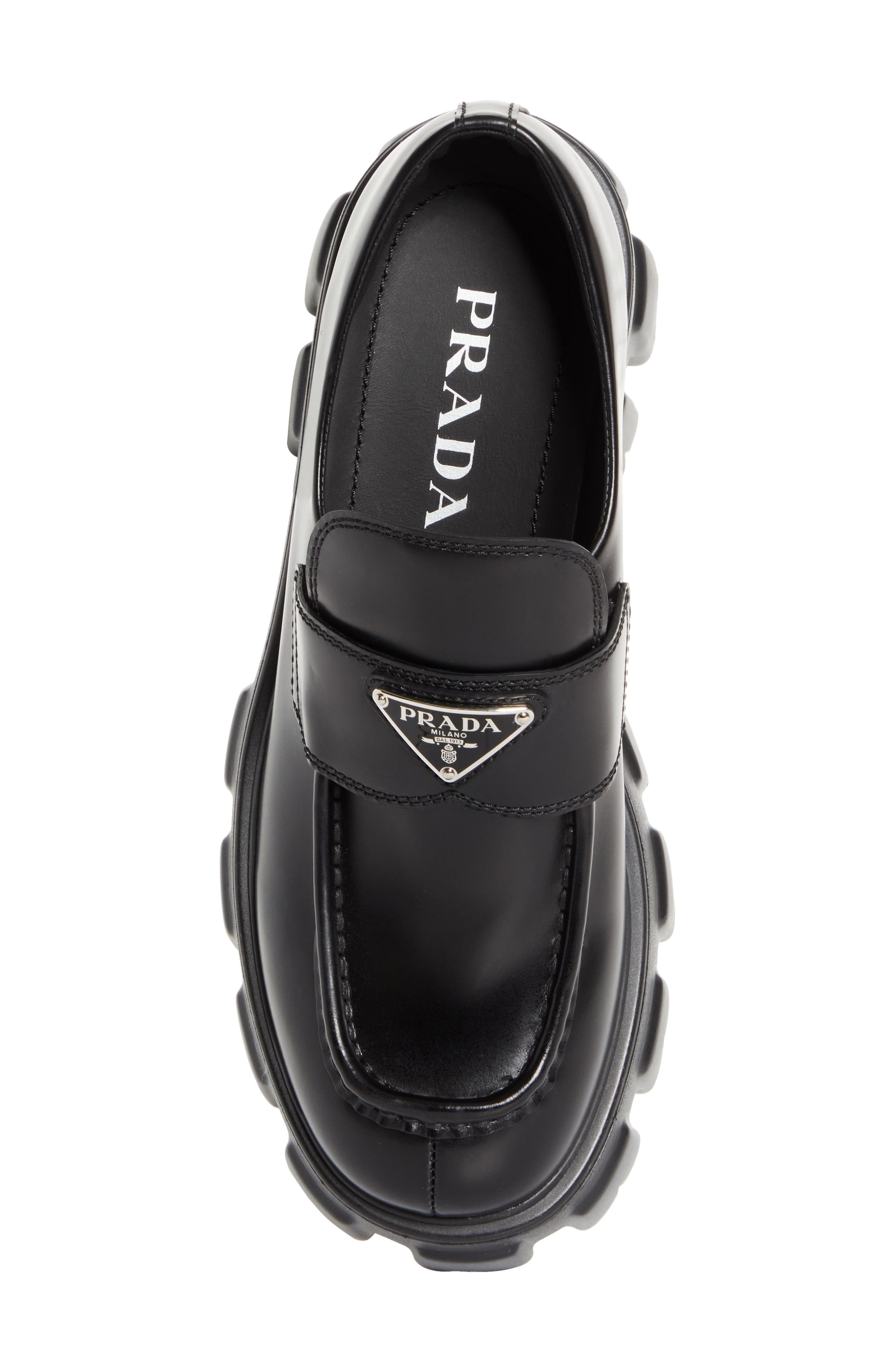 Prada Monolith Lug Sole Loafer in Nero at Nordstrom - 5