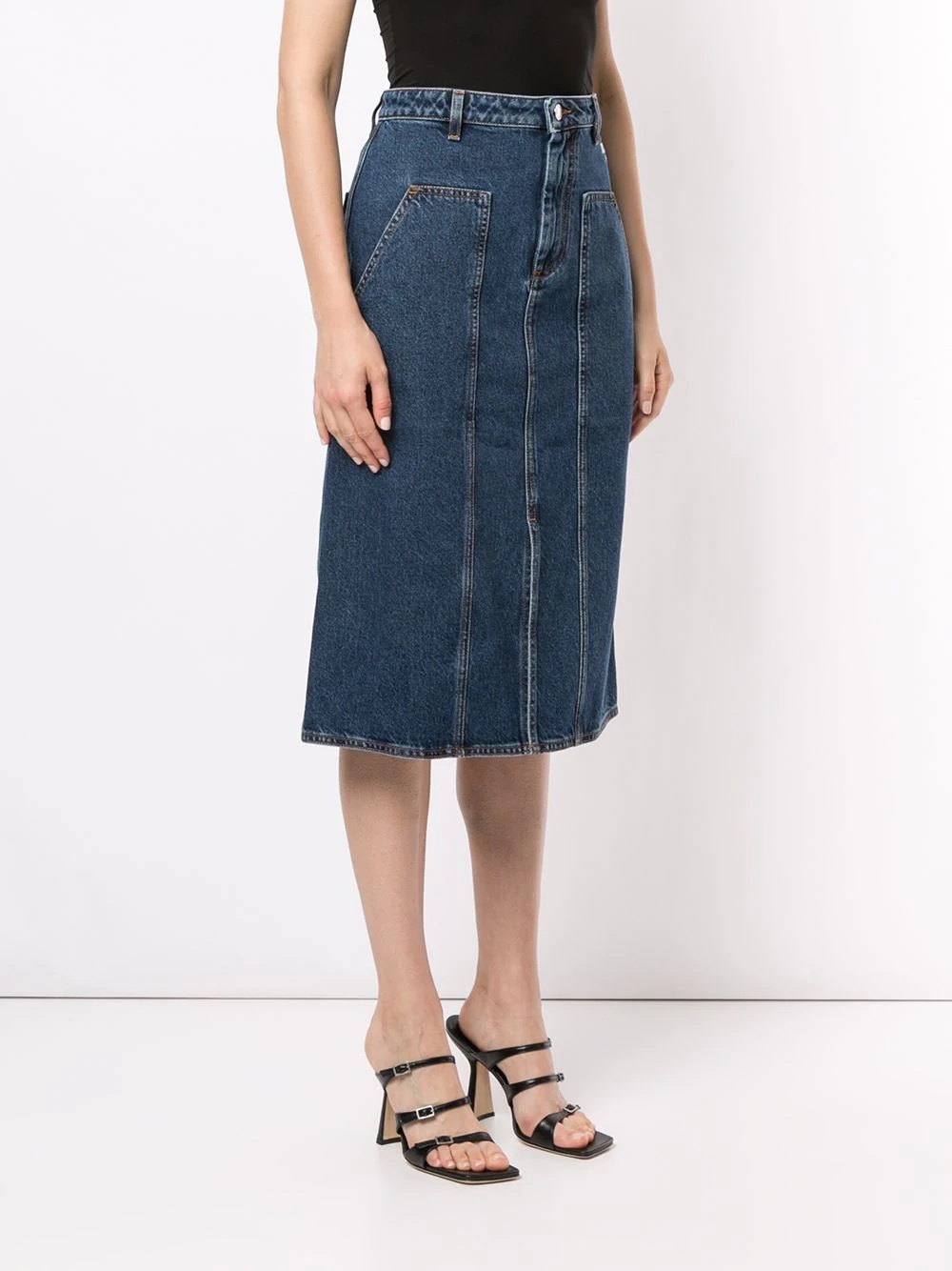 high-waisted panelled denim skirt - 3