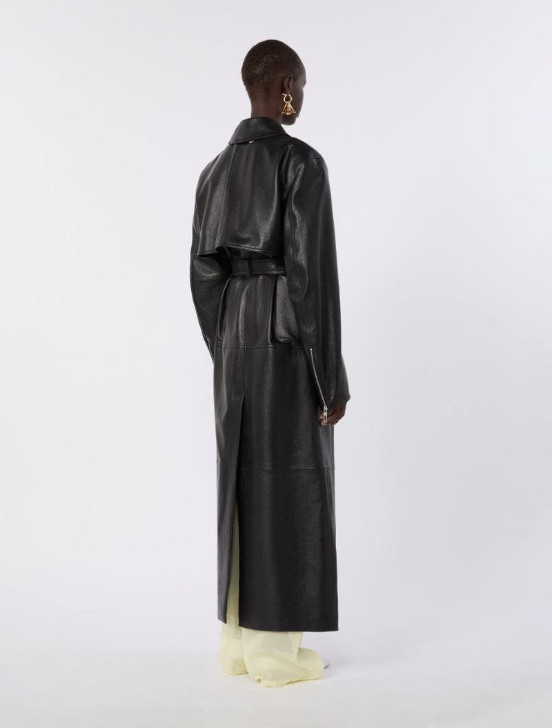 Nappa leather two-piece trench coat - black 4