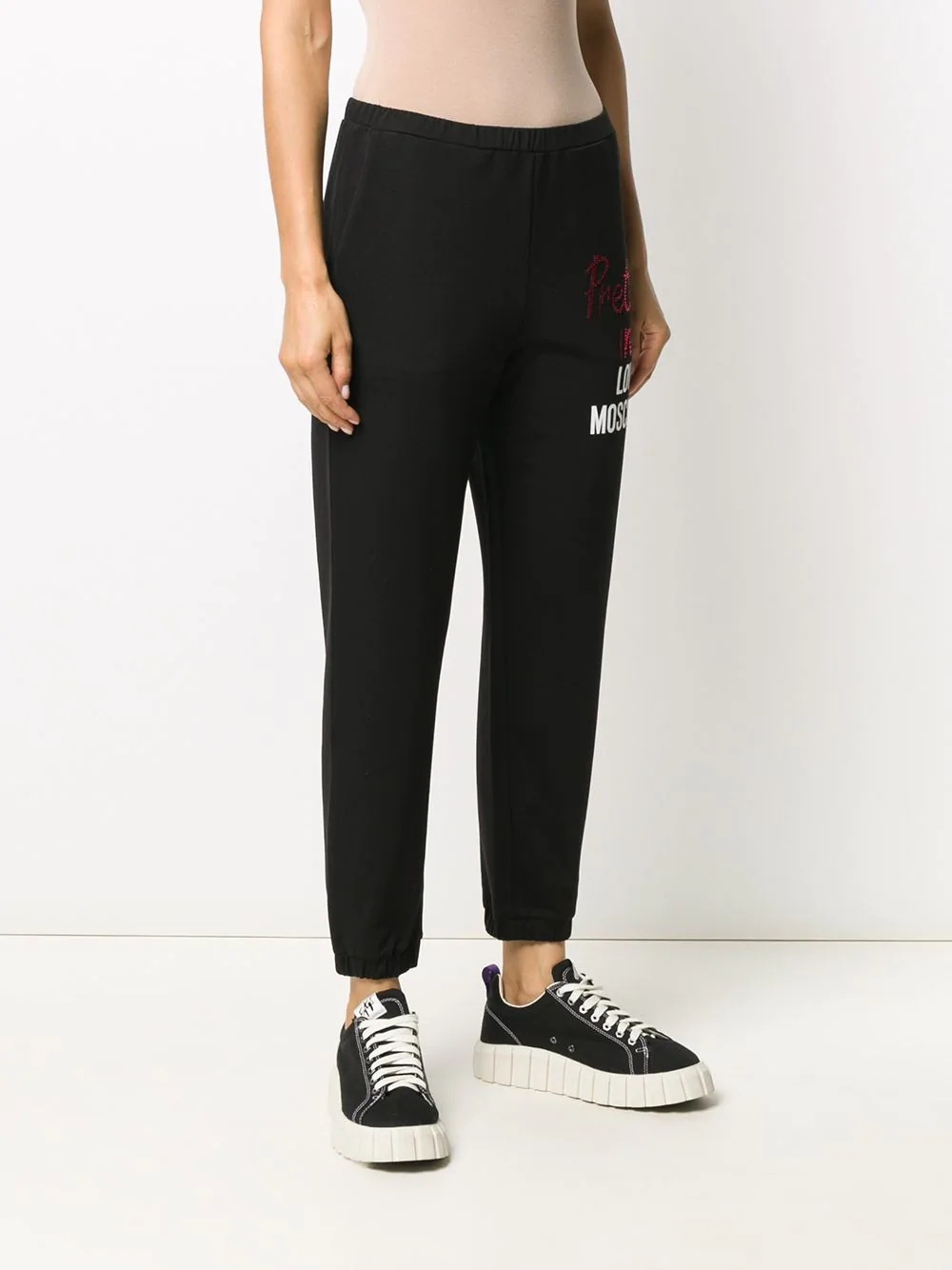 rhinestone-embellished logo track trousers - 3