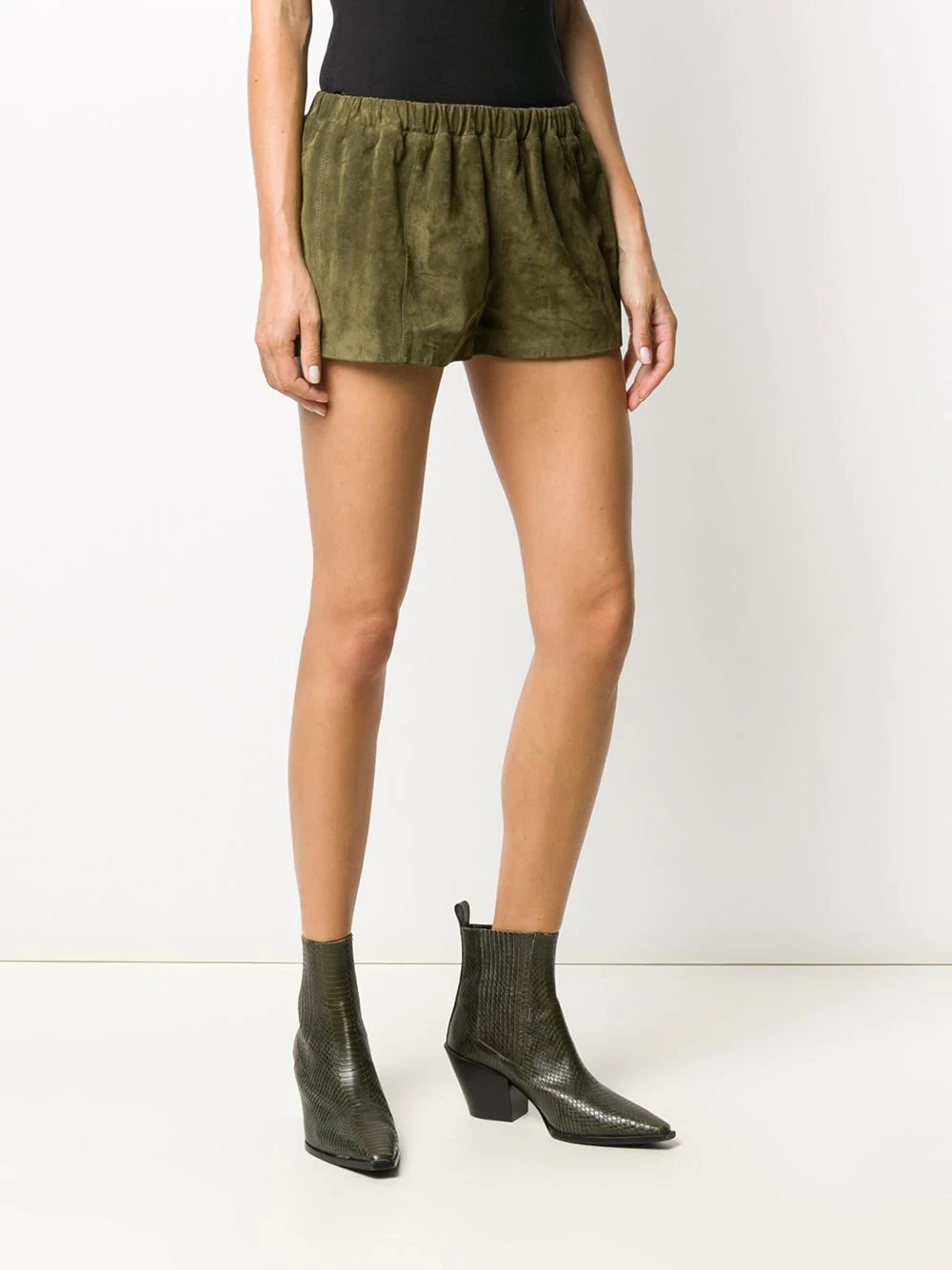 suede mini shorts - 3