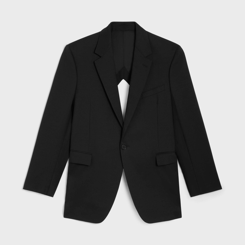 Boxy diamond jacket in grain de poudre 1