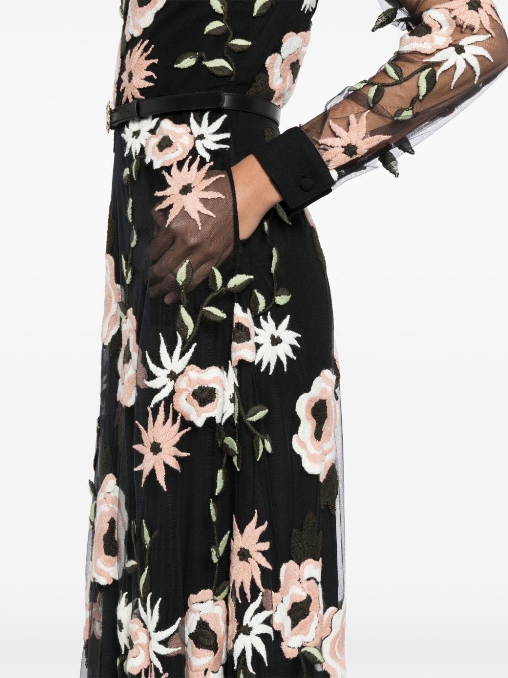 floral-embroidered tulle dress - 5