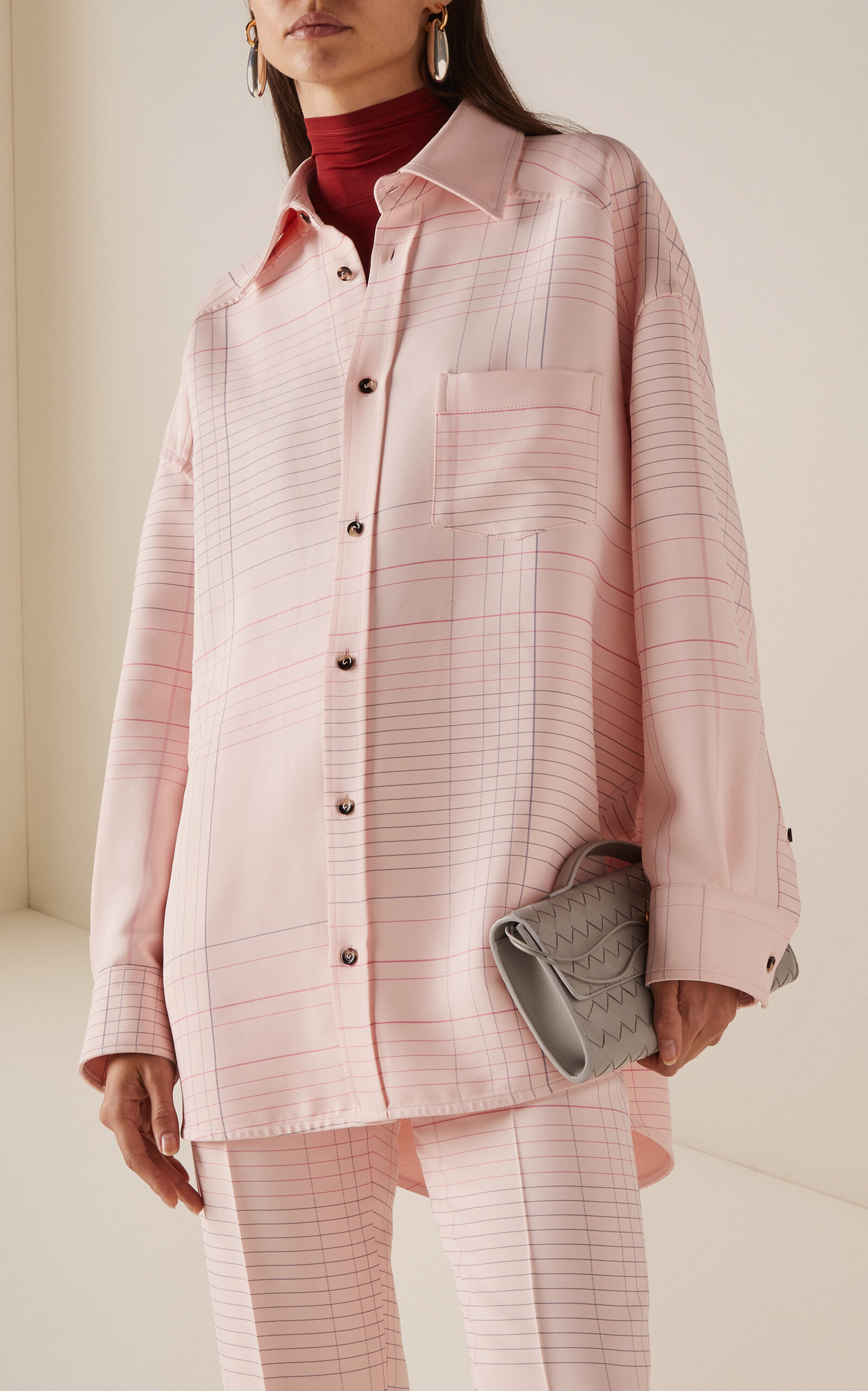Striped Stretch-Crepe Shirt light pink - 2
