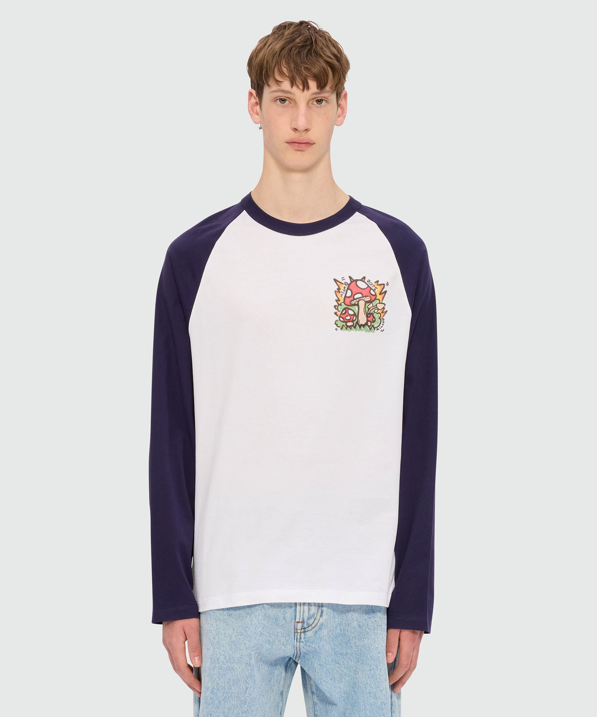 Two-tone long-sleeved jersey T-shirt with "Spray Mushroom" print - 2