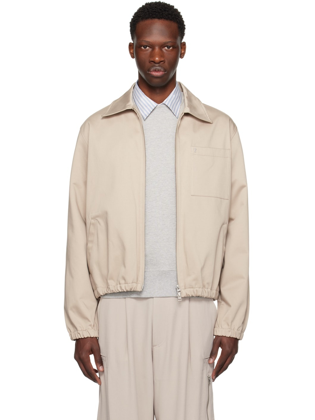 Beige Ami de Cœur Bomber Jacket - 1