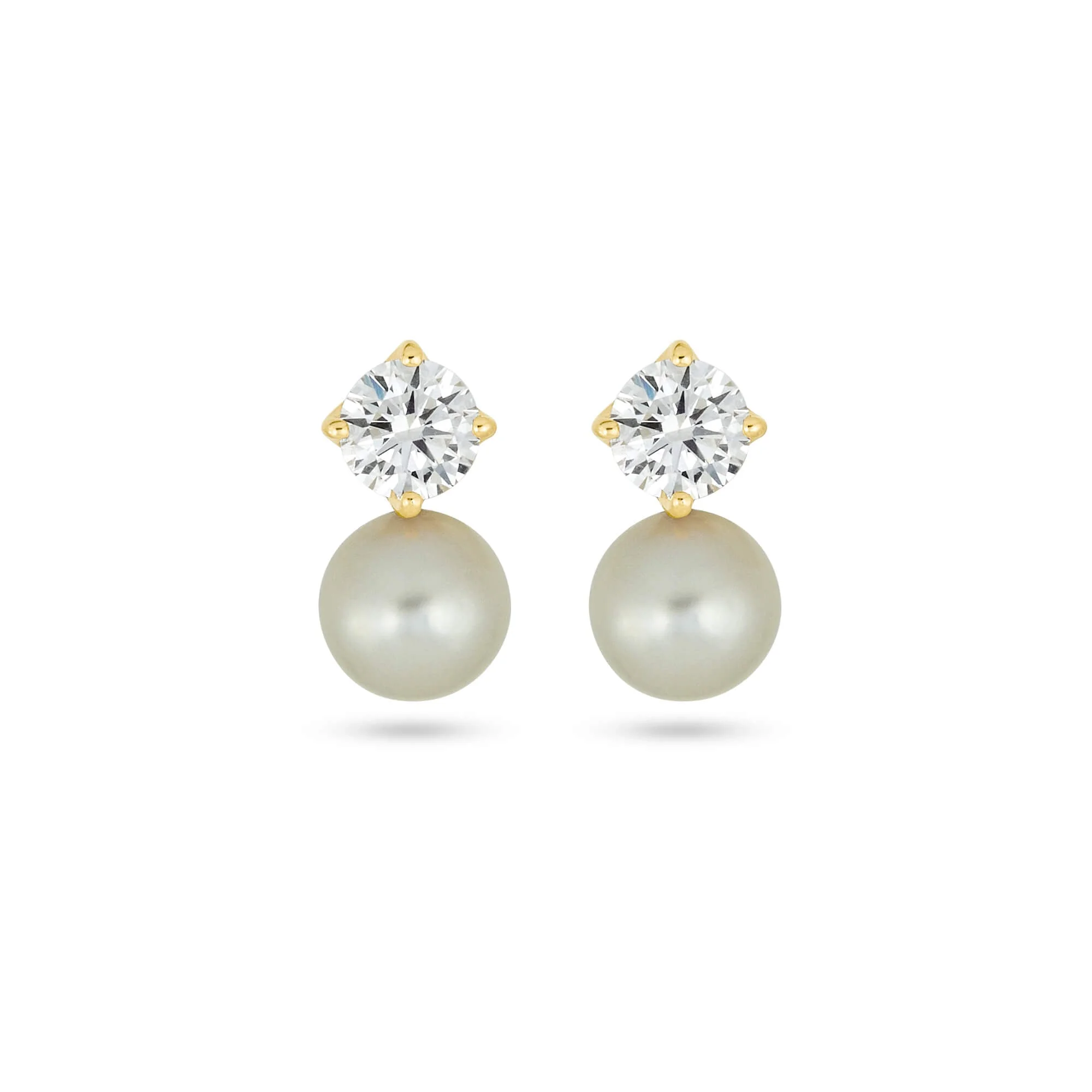 Lab-Created Buddy Stud Pearl Earrings - 1