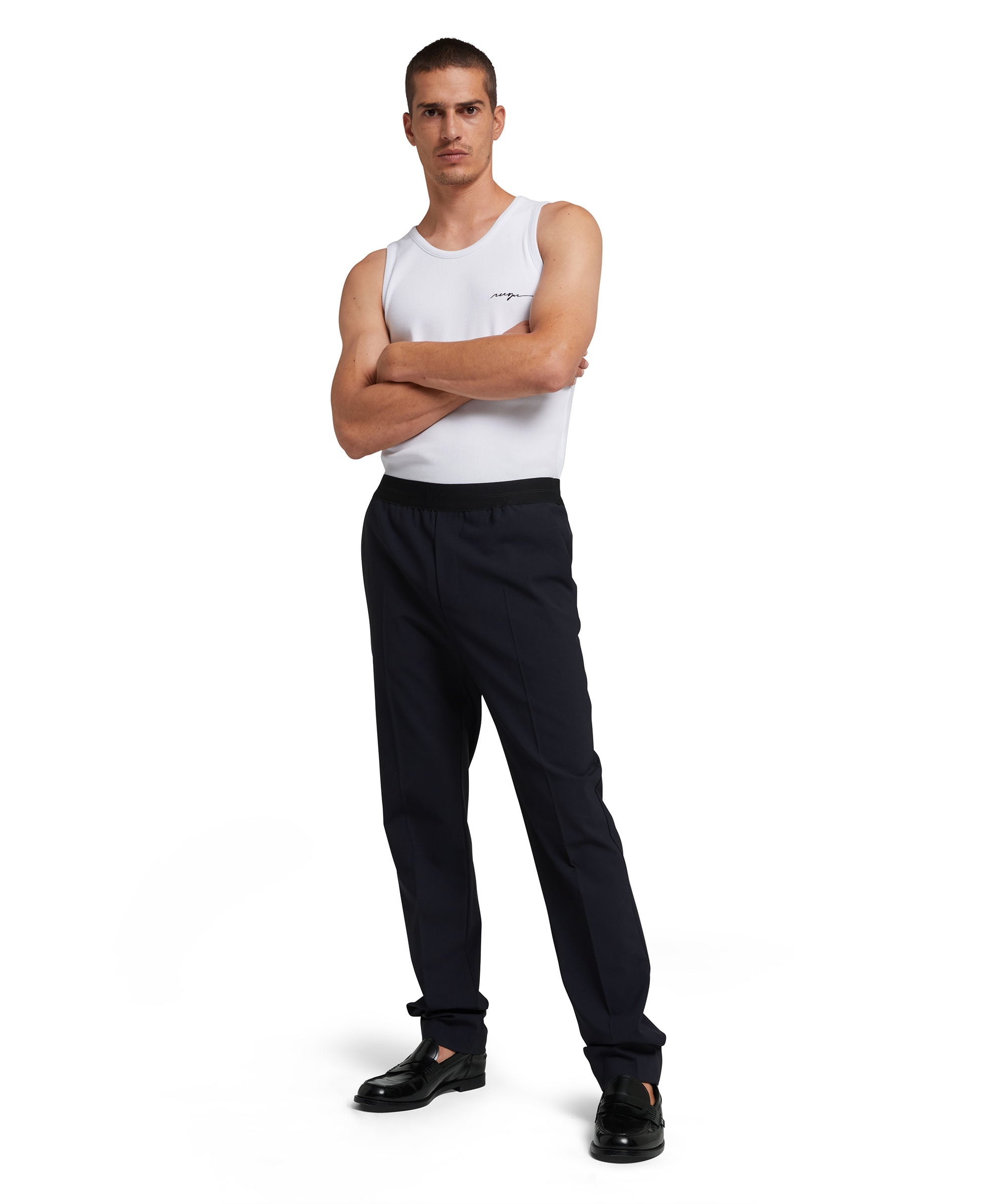 Fresh wool pants with logoed elastic waistband - 5