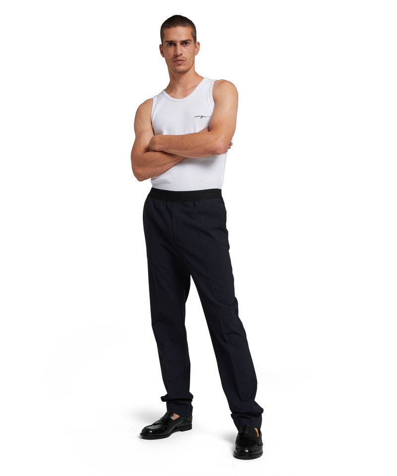 Fresh wool pants with logoed elastic waistband 5