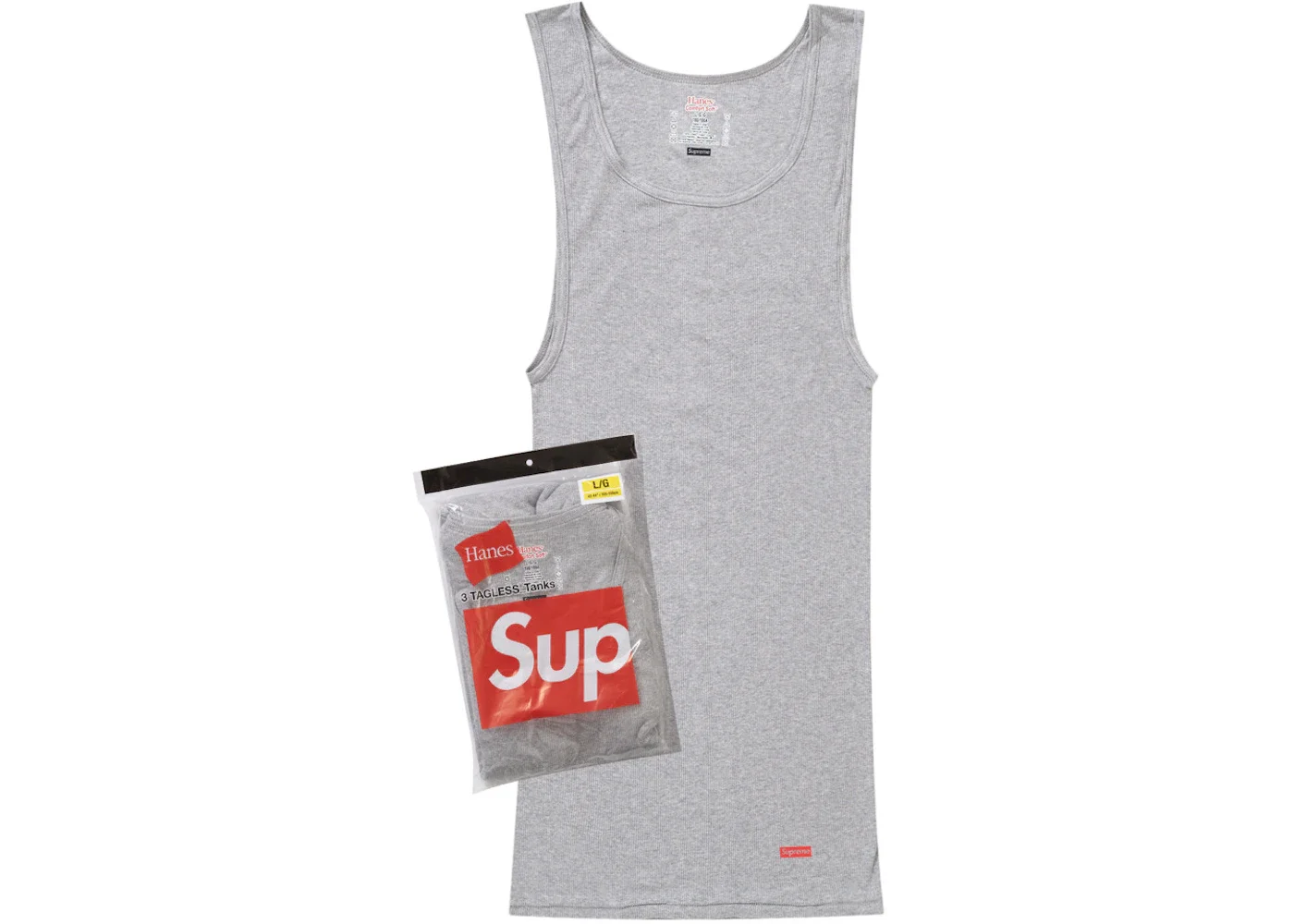 Supreme Hanes Tagless Tank Tops (3 Pack) Heather Grey - 1