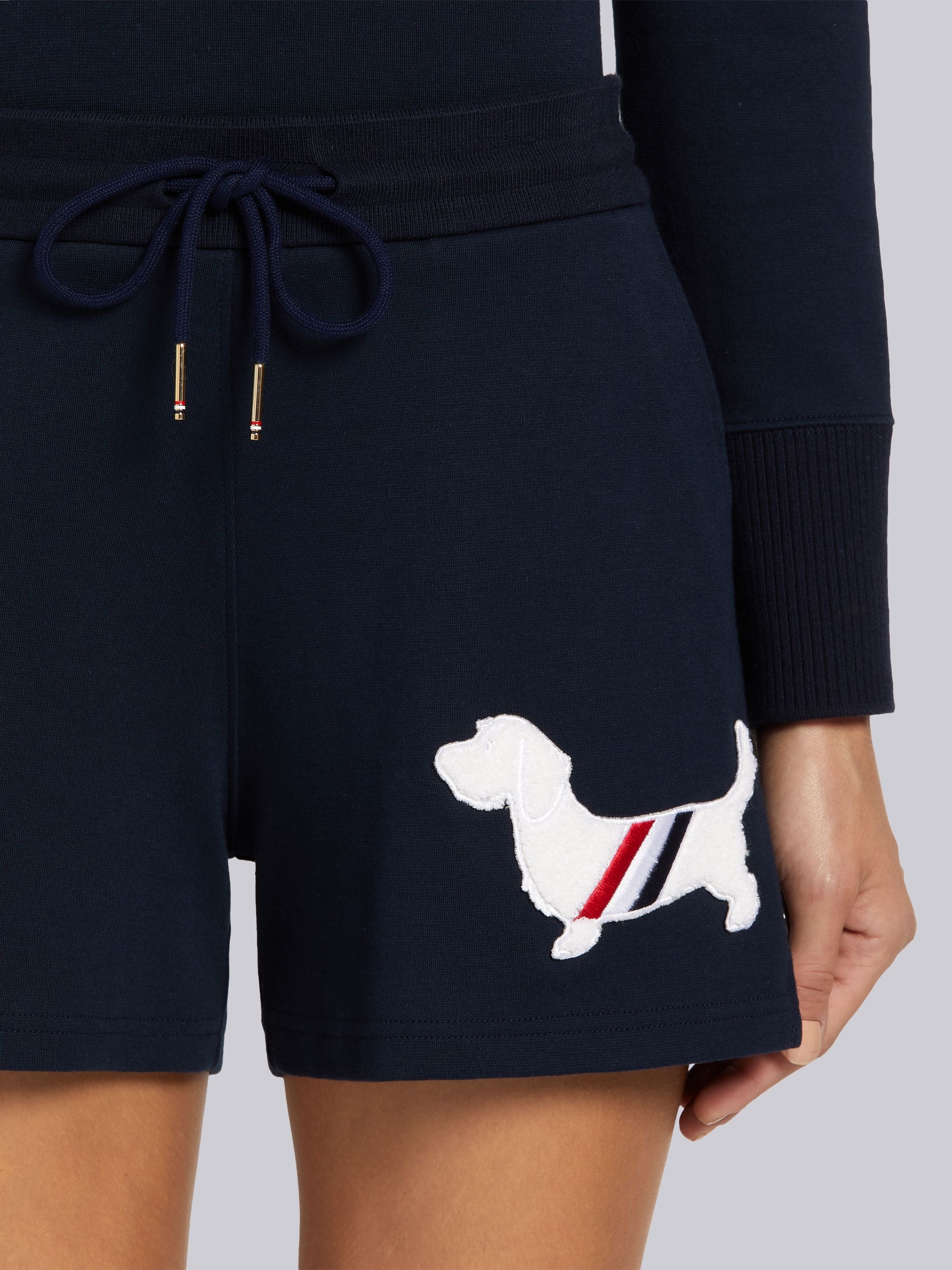 Navy Cotton Milano Stitch Hector Chenille Patch Shorts - 2