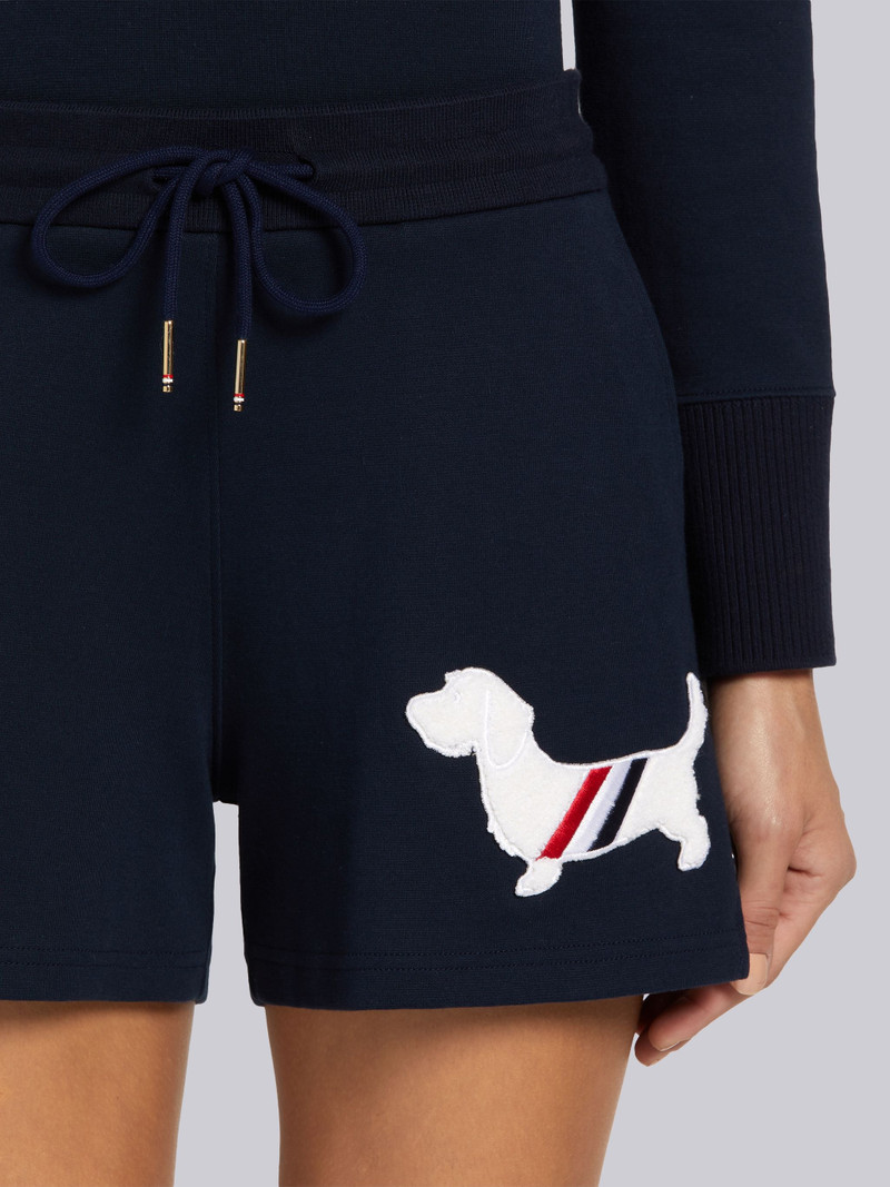 Thom Browne Navy Cotton Milano Stitch Hector Chenille Patch Shorts outlook