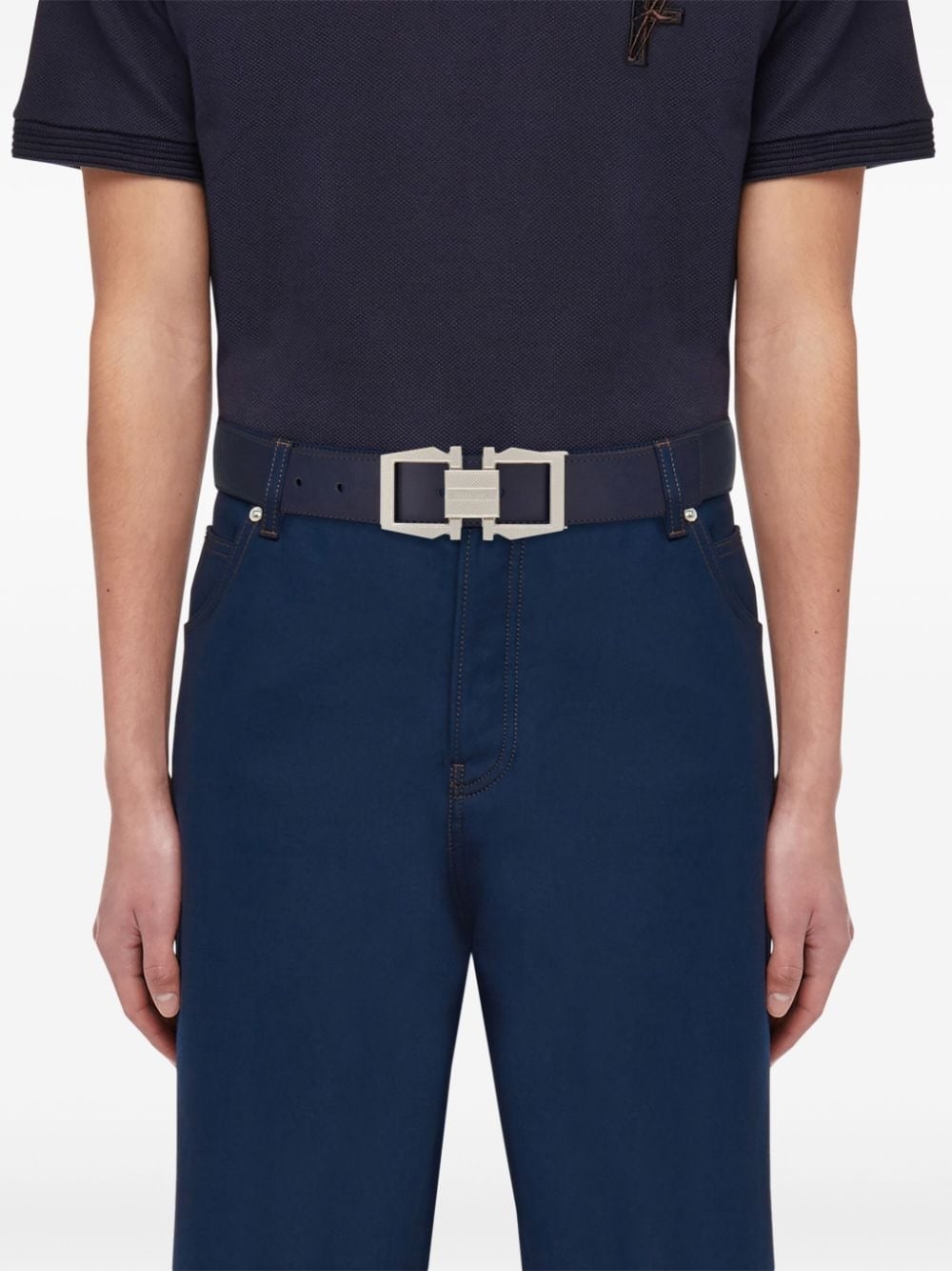 reversible Gancini leather belt - 3
