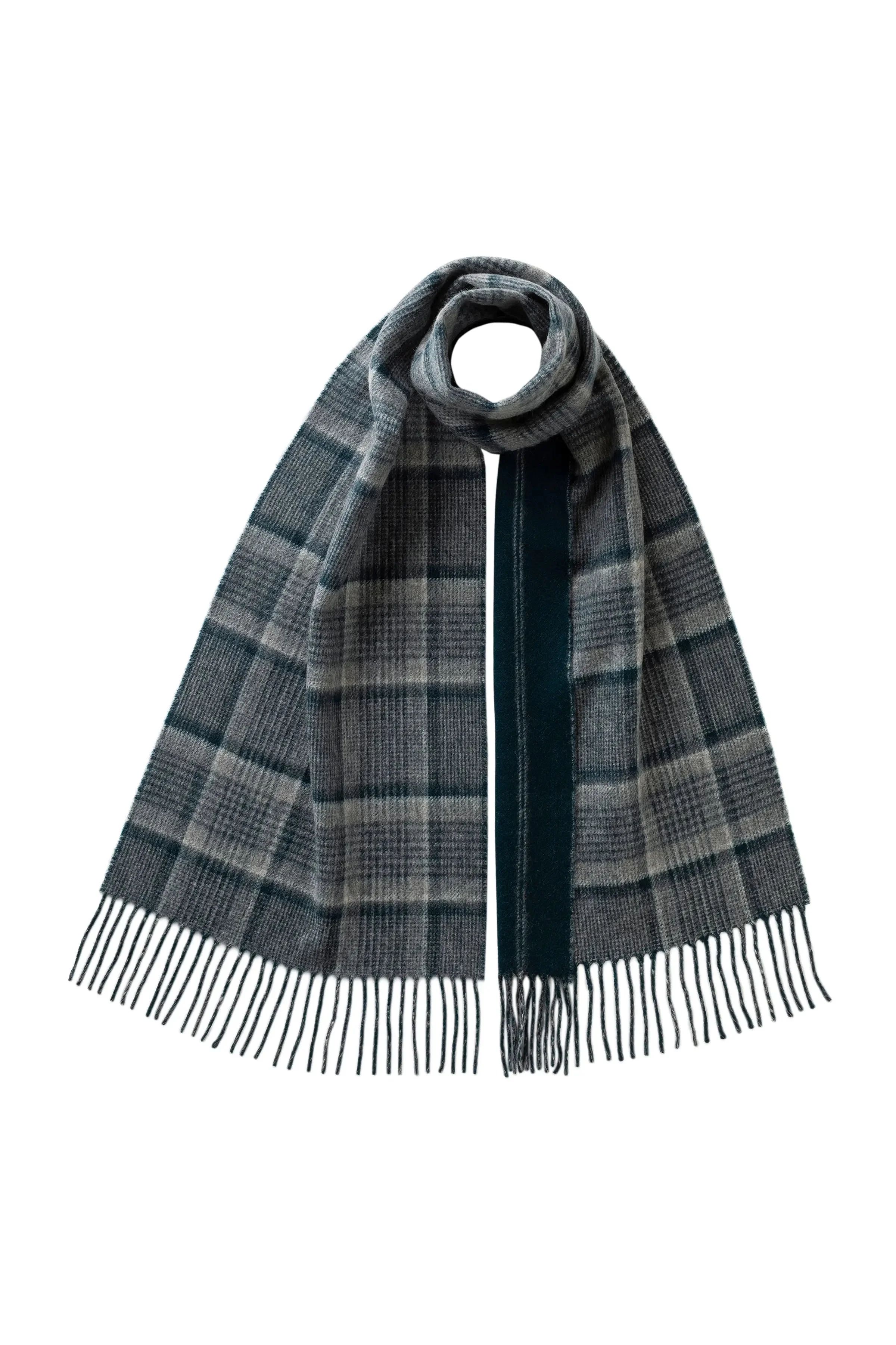 Reversible Grey Pinstripe Cashmere Scarf - 1