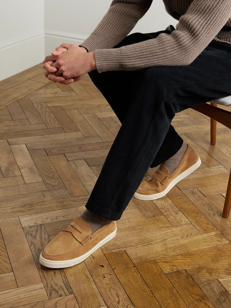 Suede Penny Loafers Brown 2