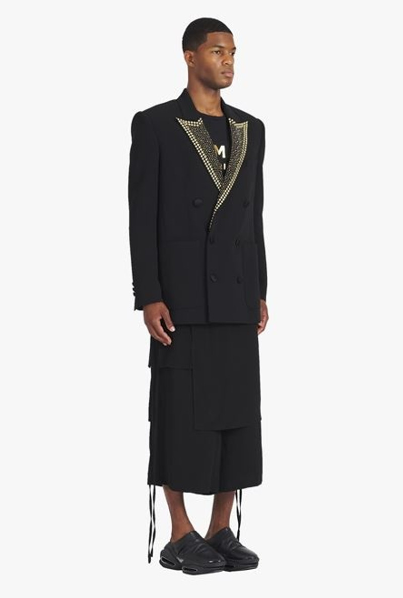 Black eco-designed blazer with gold-tone studded embroidery 7