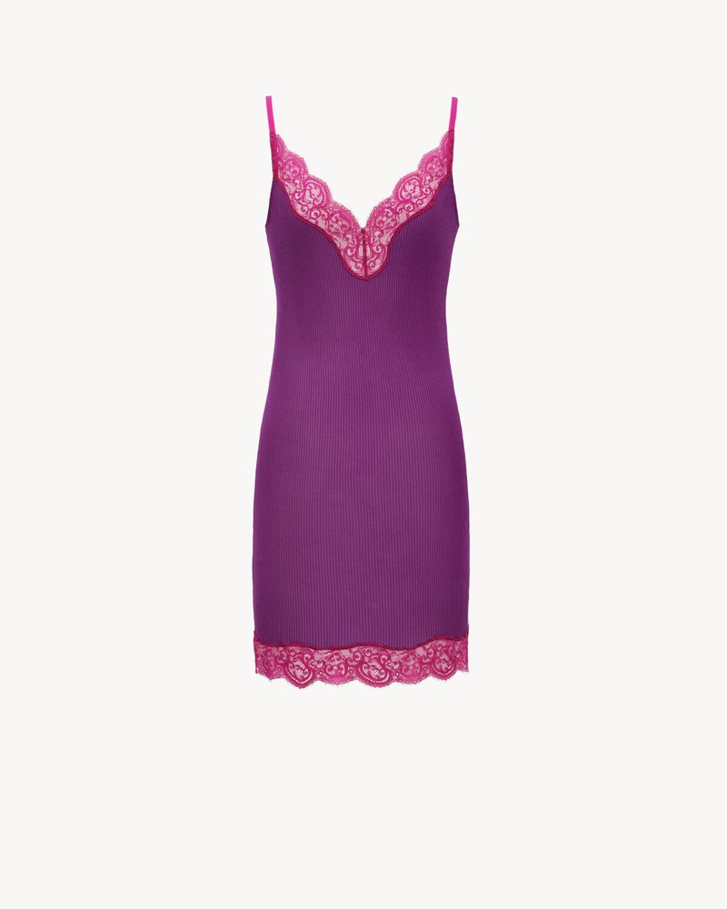 LACE SLIP DRESS IN RIBBED SILK JERSEY - 1