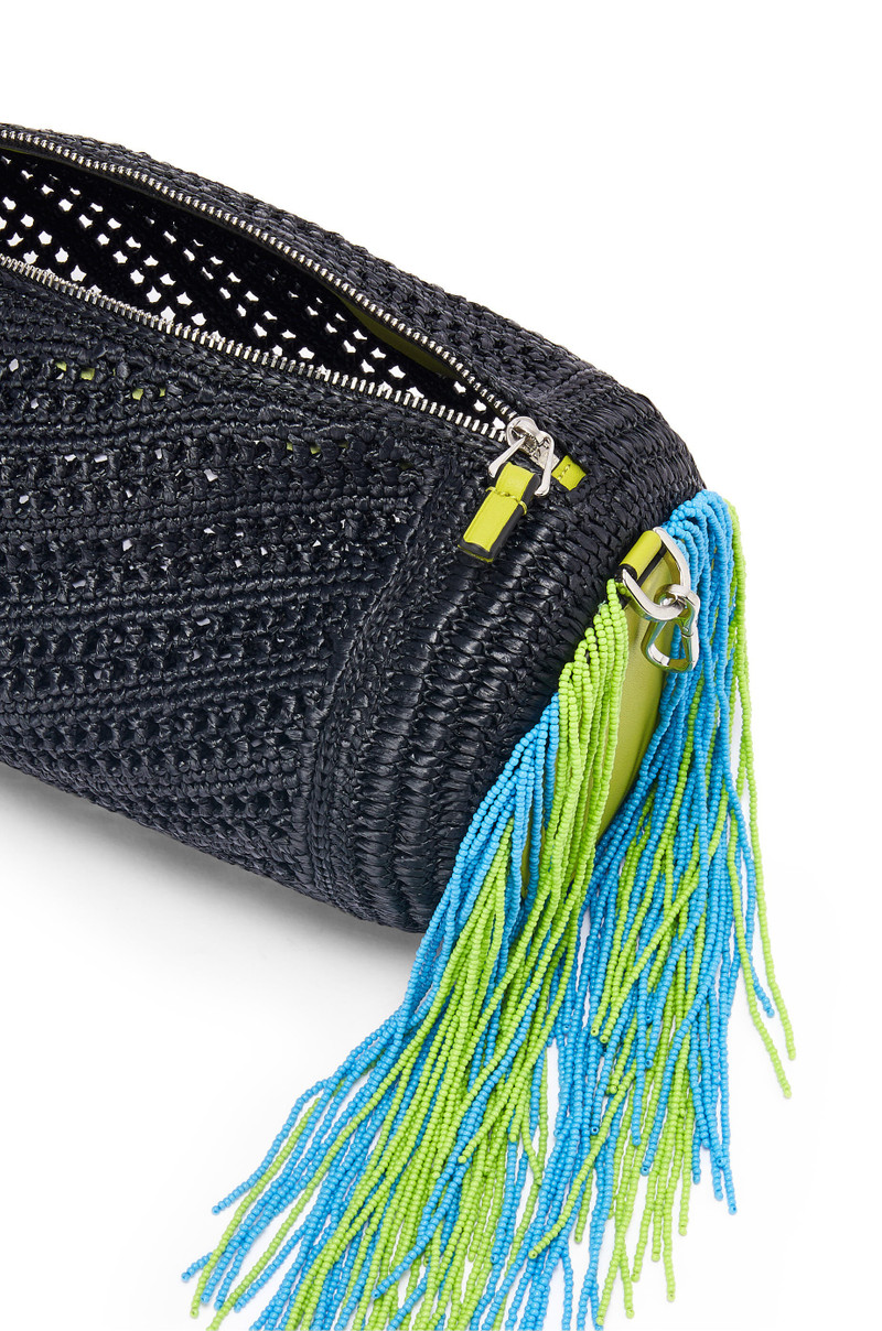 Bracelet pouch in raffia and classic calfskin 4