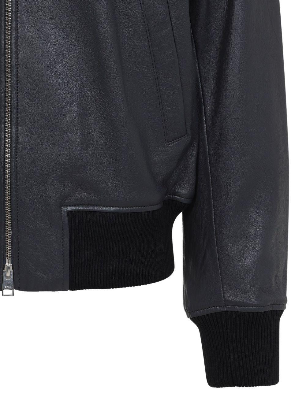 zip-front leather jacket - 3