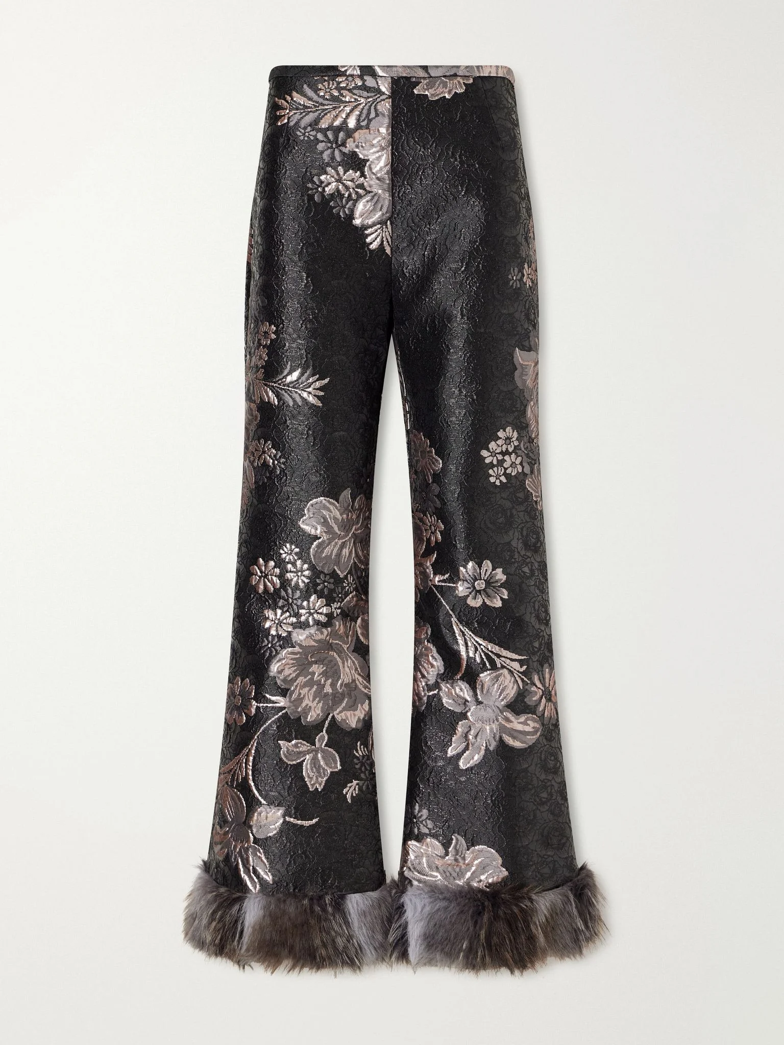 Plush-trimmed Arcadia brocade flared pants Multi - 1