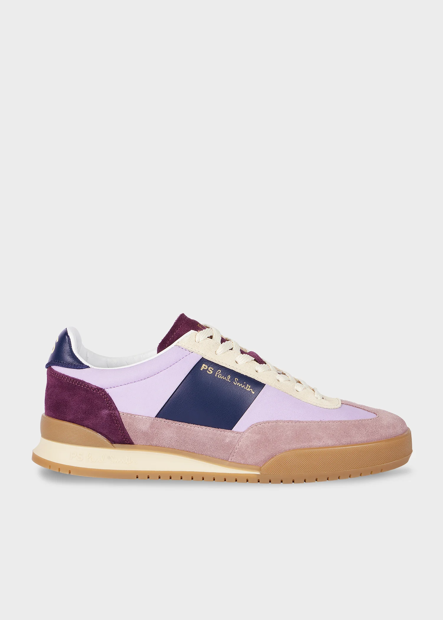 Women's Nubuck Purple 'Dover' Colourblock Retro Gum Trainers - 1