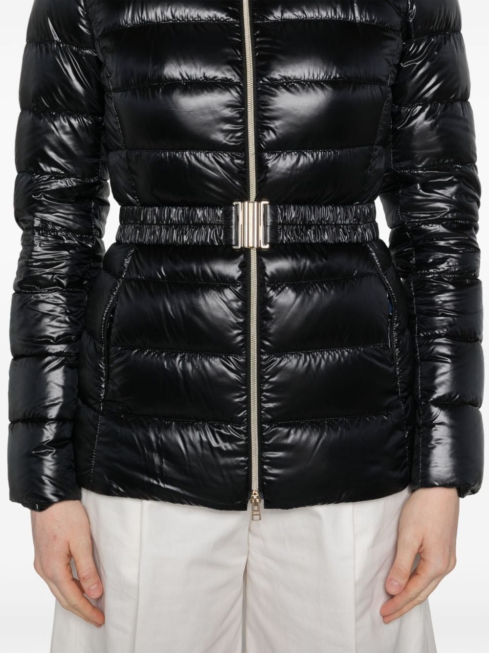 belted high-neck down jacket - 5