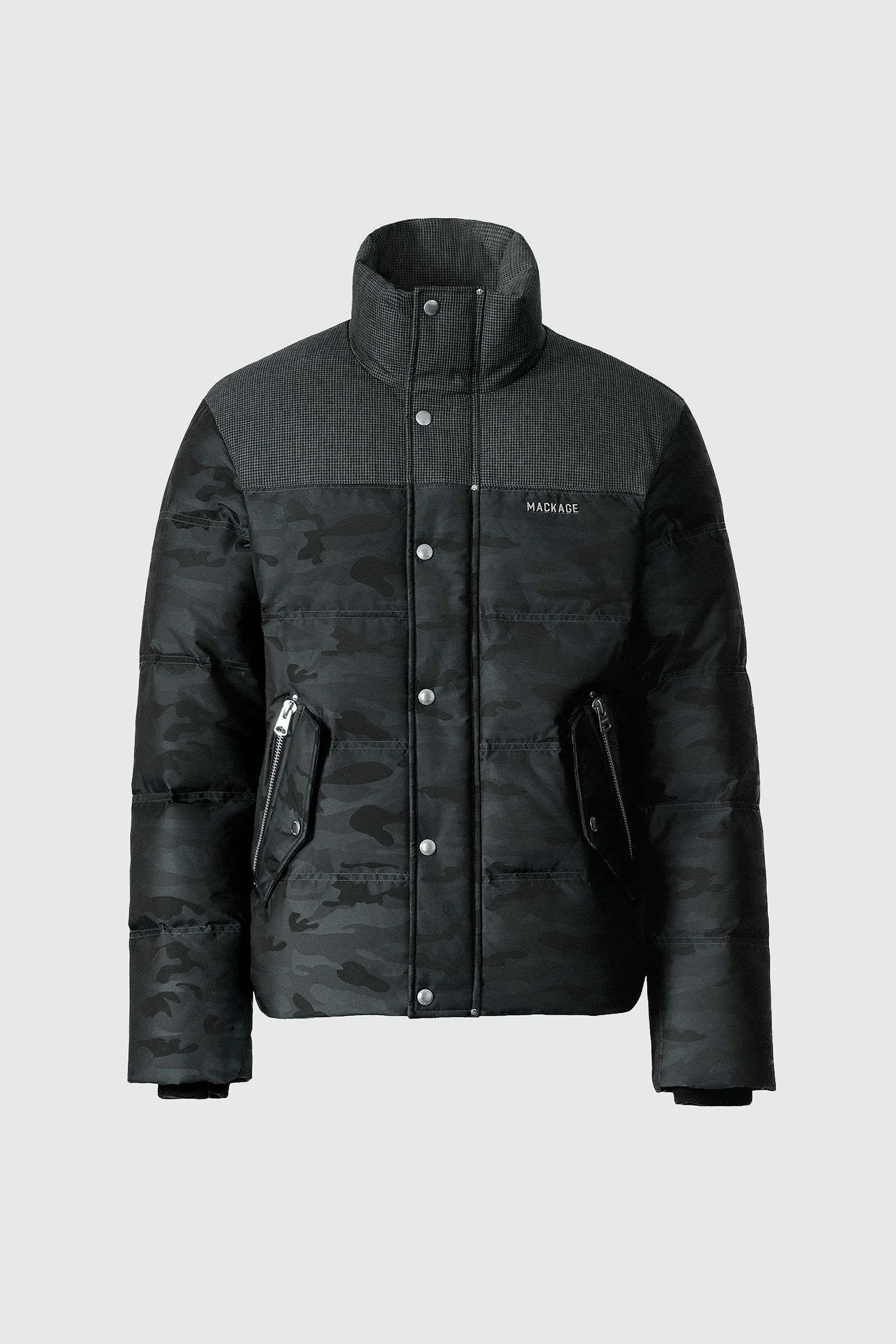 EVERETT-JC Technical Camo Down Jacket With Contrast Yoke - 1