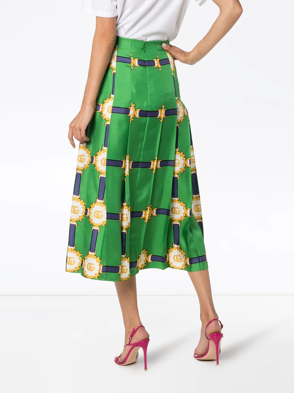 printed logo pleated skirt - 4