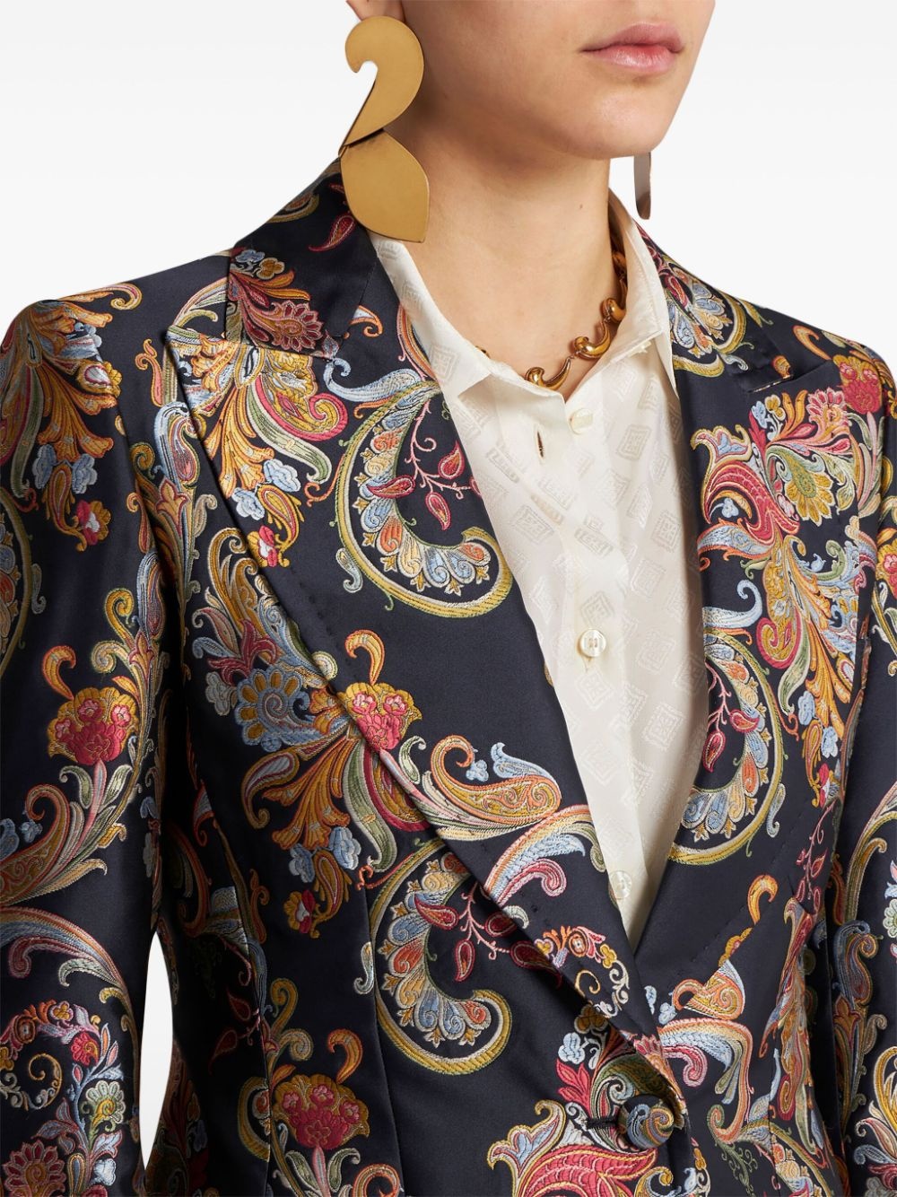 paisley-print jacquard coat - 4